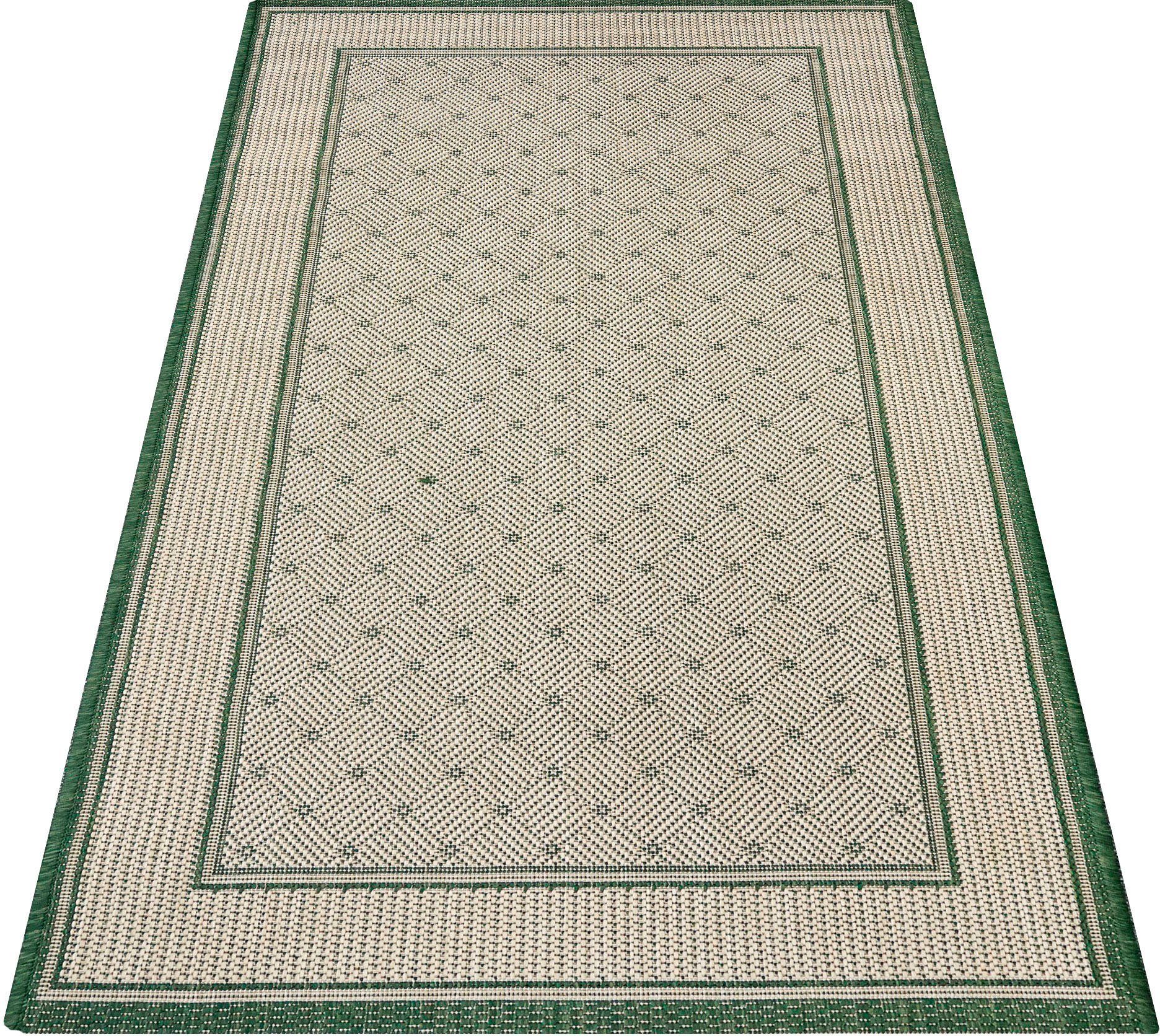 Teppich Faberg, andas, rechteckig, Höhe: 5 mm, Flachgewebe, Sisal-Optik, mit Bordüre, pflegeleicht, Scandi grün | Kurzflor-Teppiche