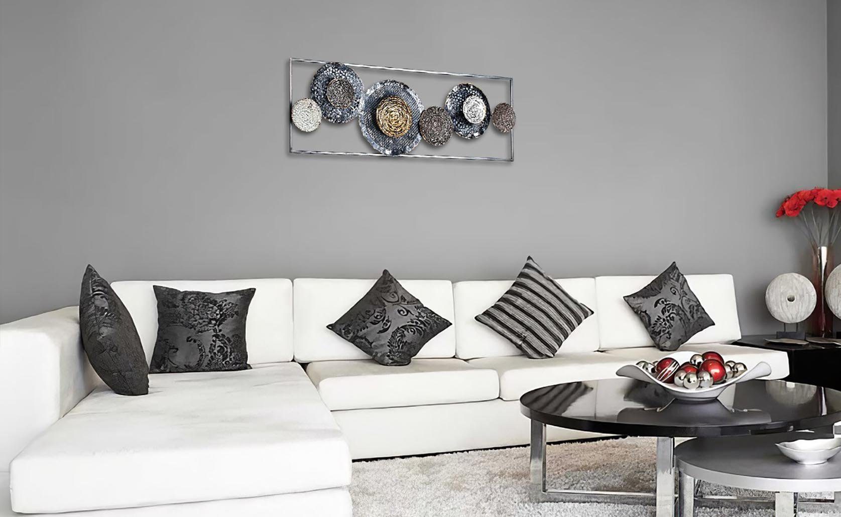 Kobolo Wandbild Metallbild 3D BLOSSOM in anthrazit und silber, verschiedene Strukturen