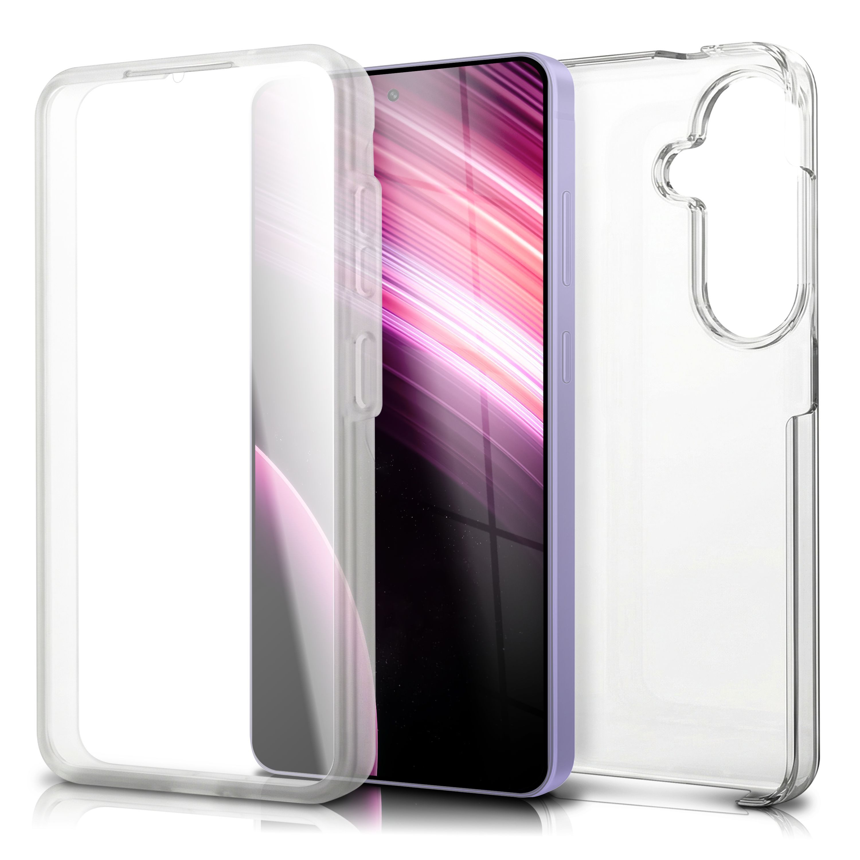 Nalia Smartphone-Hülle Samsung Galaxy A57 17 cm (6,7 Zoll), 360GUARD Case - 360-Grad Rundumschutz, Displayschutz, Klar & Anti-Gelb