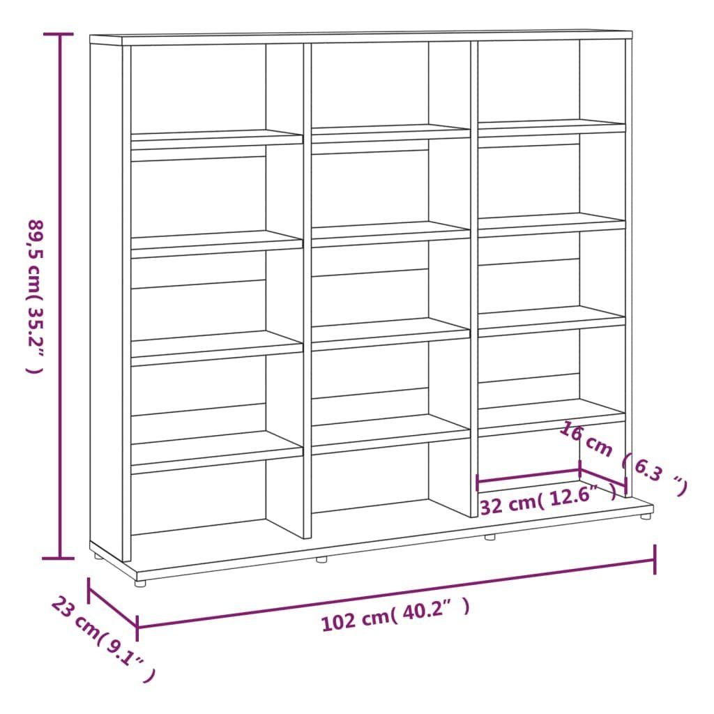 vidaXL CD-Regal CD-Regal Grau cm 102x23x89,5 Holzwerkstoff, 1-tlg. Sonoma