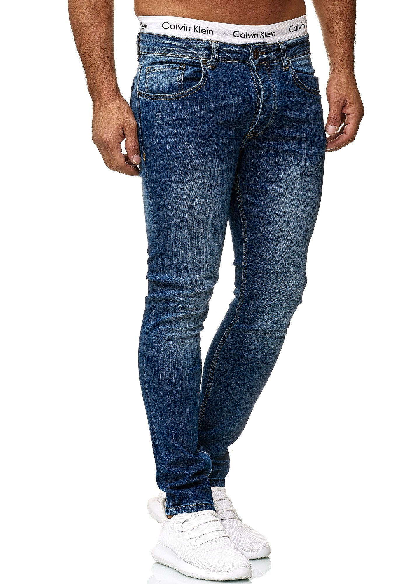 Code47 Skinny-fit-Jeans Code47 Designer Herren Jeans Hose Regular Skinny Fit Jeanshose Basic 602 Classic Blue Used