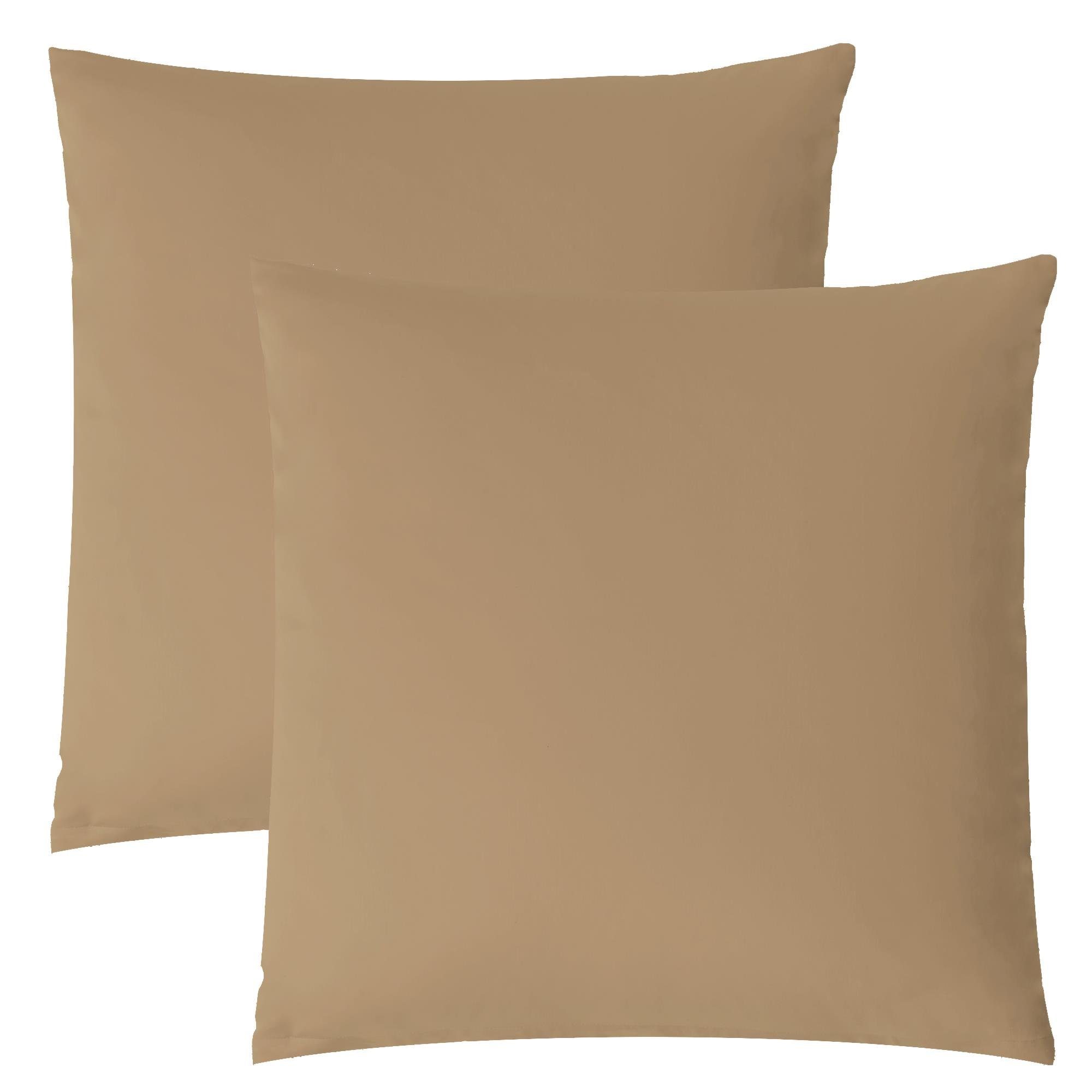 Kissenbezüge Luxury Kissenbezüge Kissenhüllen Mako Satin 2erSet 50x50cm taupe, aqua-textil