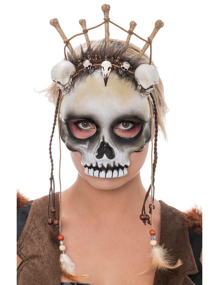 CHAKS Verkleidungsmaske Halloween Maske 'Voodoo Priesterin', Totenköpfe