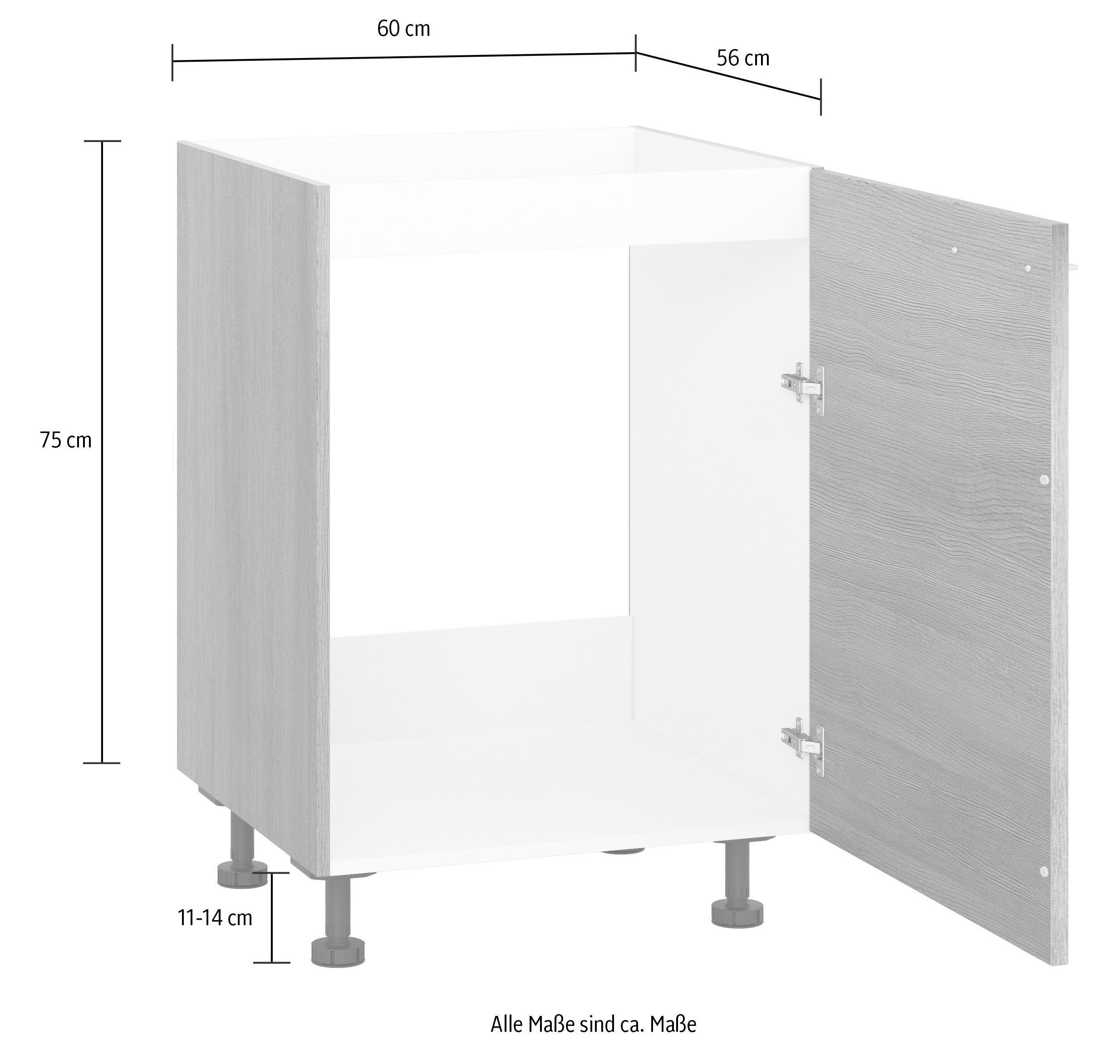 Express Küchen Spülenunterschrank Trea SP60 astig 75 cm Höhe eiche eiche astig Breite | cm, 60