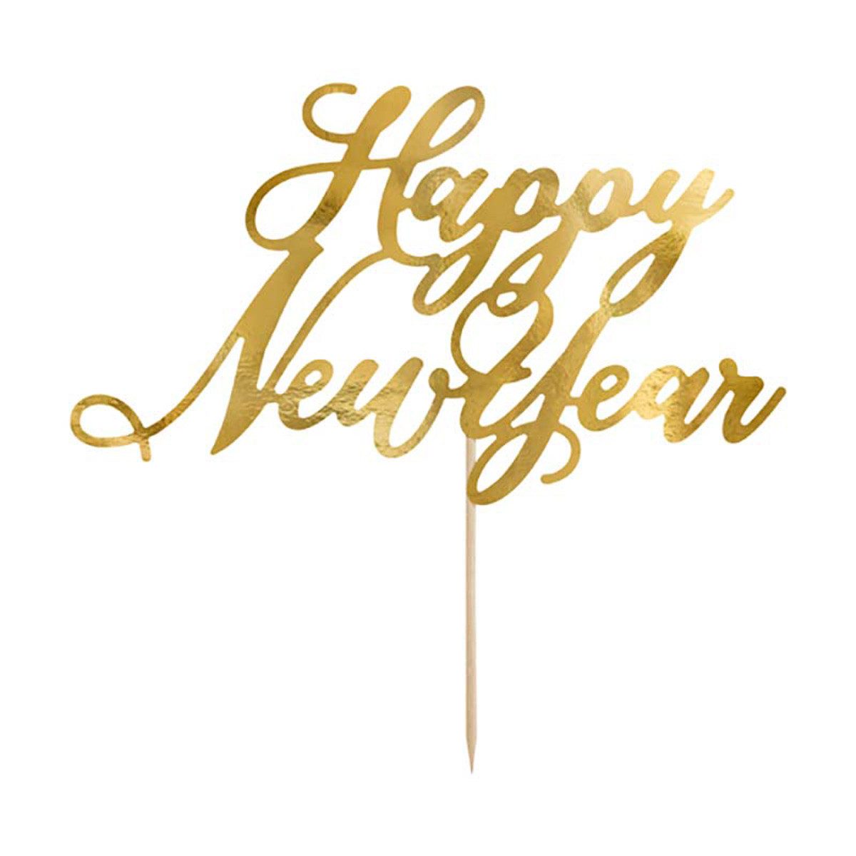 partydeco Топпер для торта Tortendeko 'Happy New Year' 24cm, Gold
