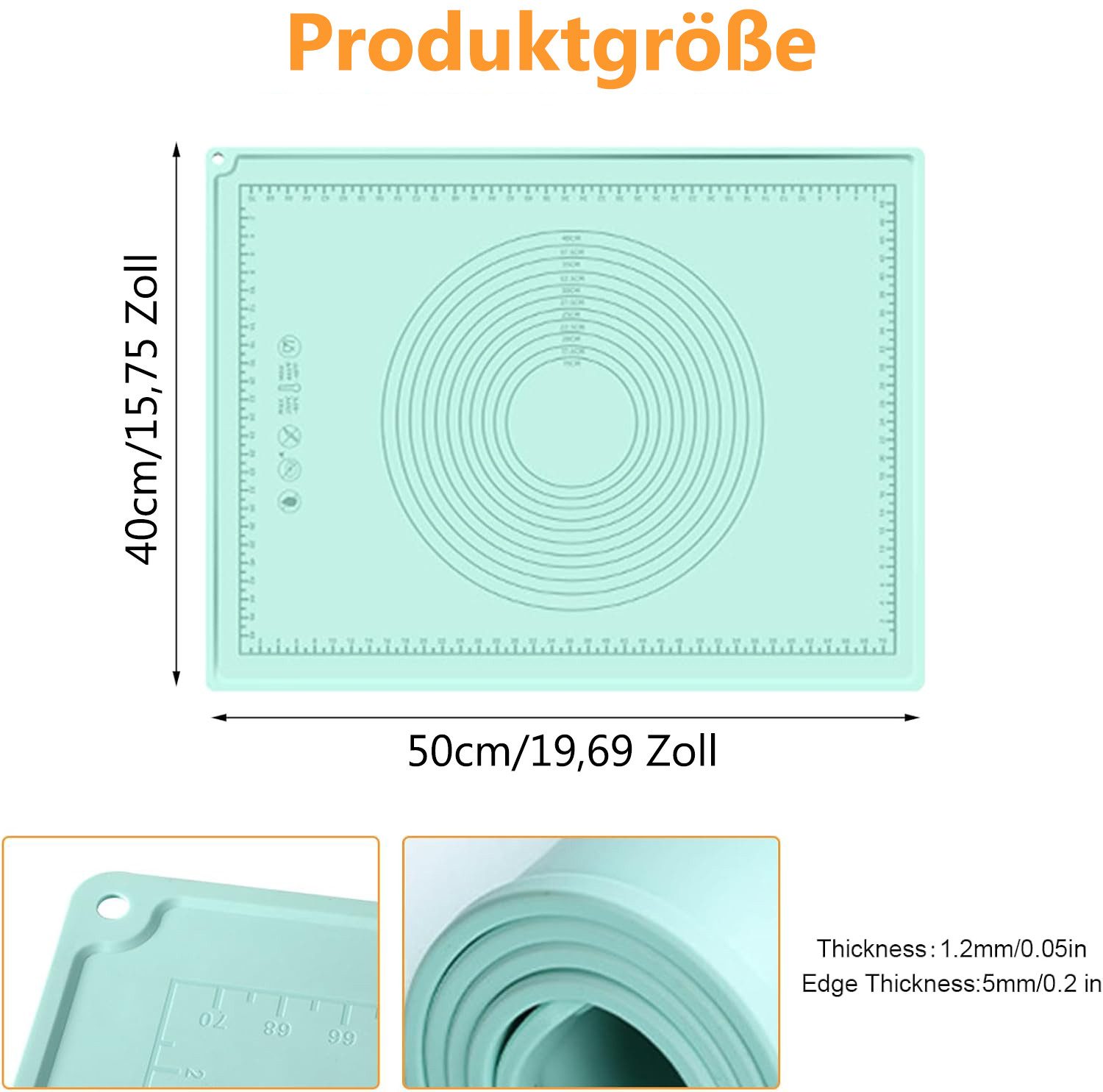 Venkuber Back-Set Backunterlage zum Teig Ausrollen, Rutschfeste Teigmatte Knetmatte
