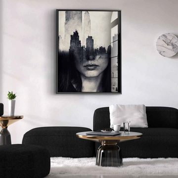 DOTCOMCANVAS® Acrylglasbild Mind Game - Acrylglas, Acrylglasbild schwarz weiß grau abstrakt moderne Kunst Druck Wandbild