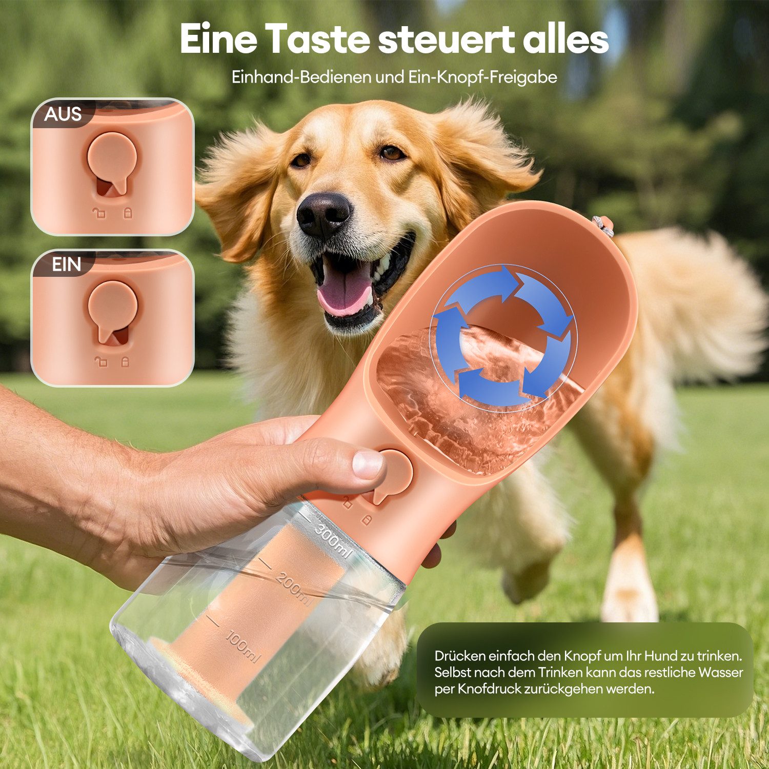 CkeyiN Hunde-Futterautomat 300ml Hunde Trinkflasche 100g günstig online kaufen