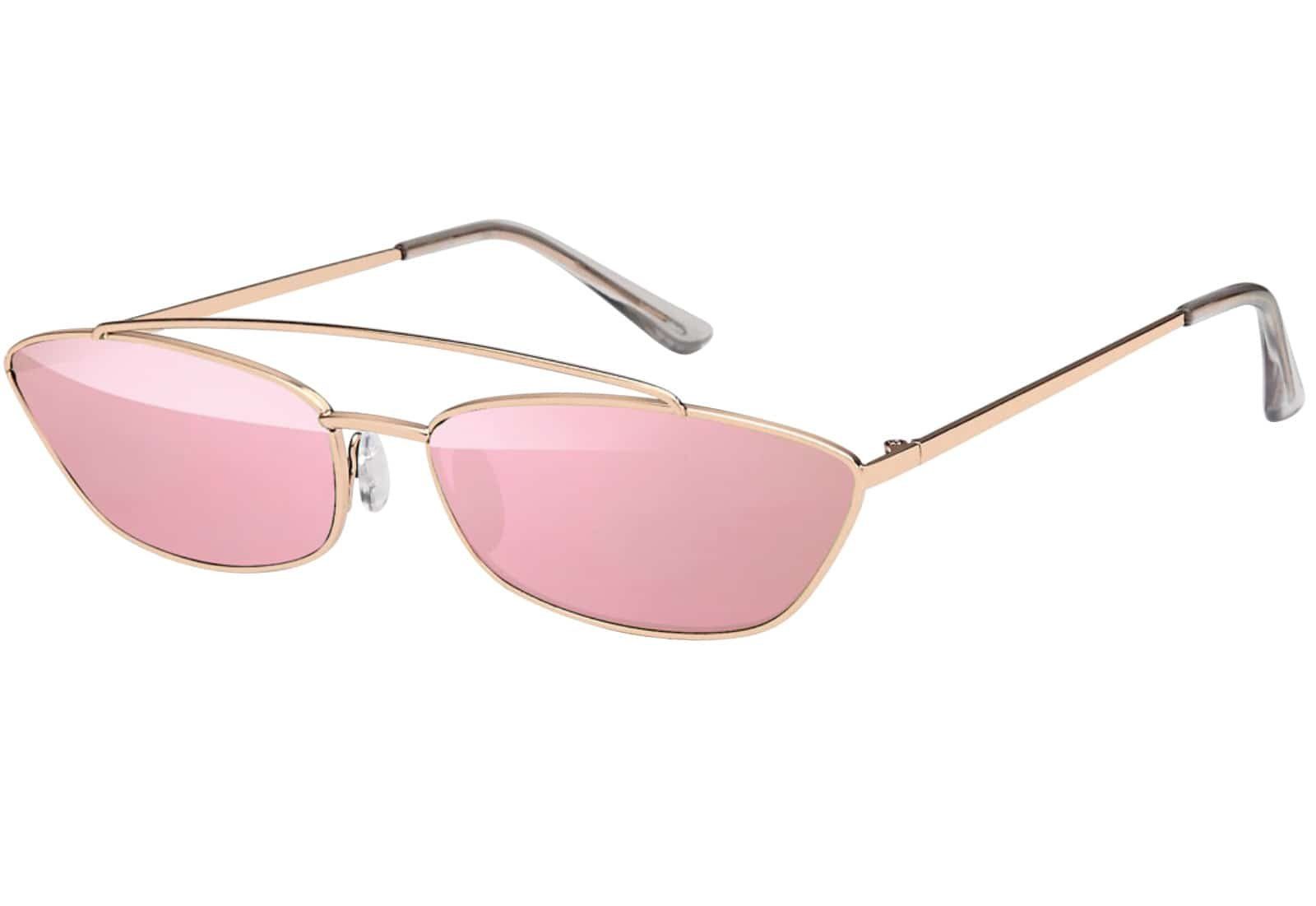 Rundglas mit und (1-St) Eyewear silber-hellblau Sonnenbrille rosa-grün, schwarzen, BEZLIT Designer silber-verspiegelt Sonnenbrille Damen