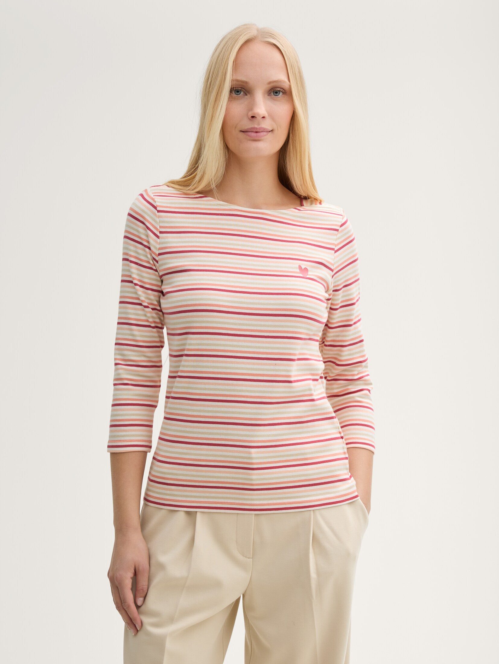 3/4-Arm-Shirt Langarmshirt mit Streifenmuster