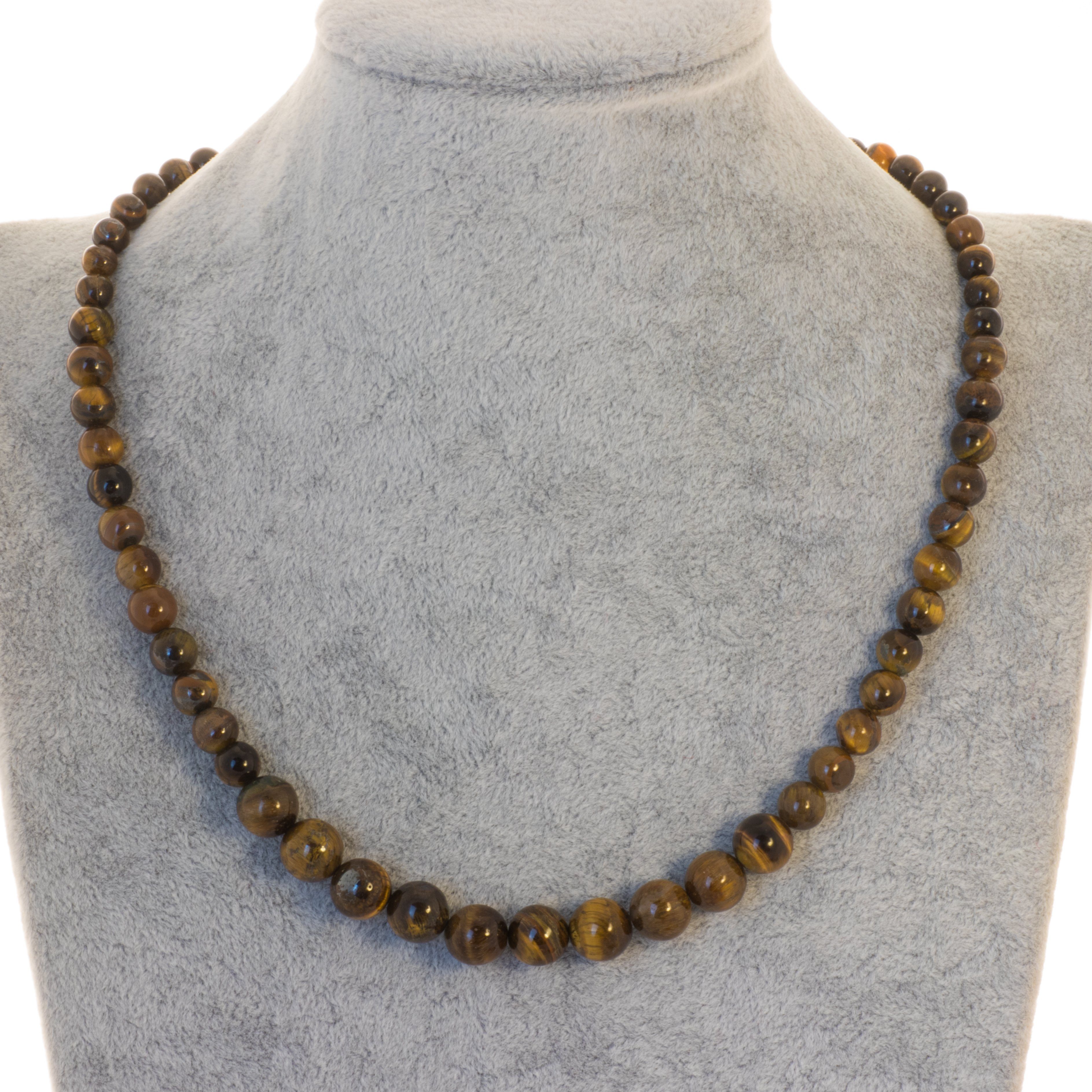 Perlenkette Kette mit Tigerauge Perlen 10 - 6 mm, mit Tigerauge Perlen günstig online kaufen