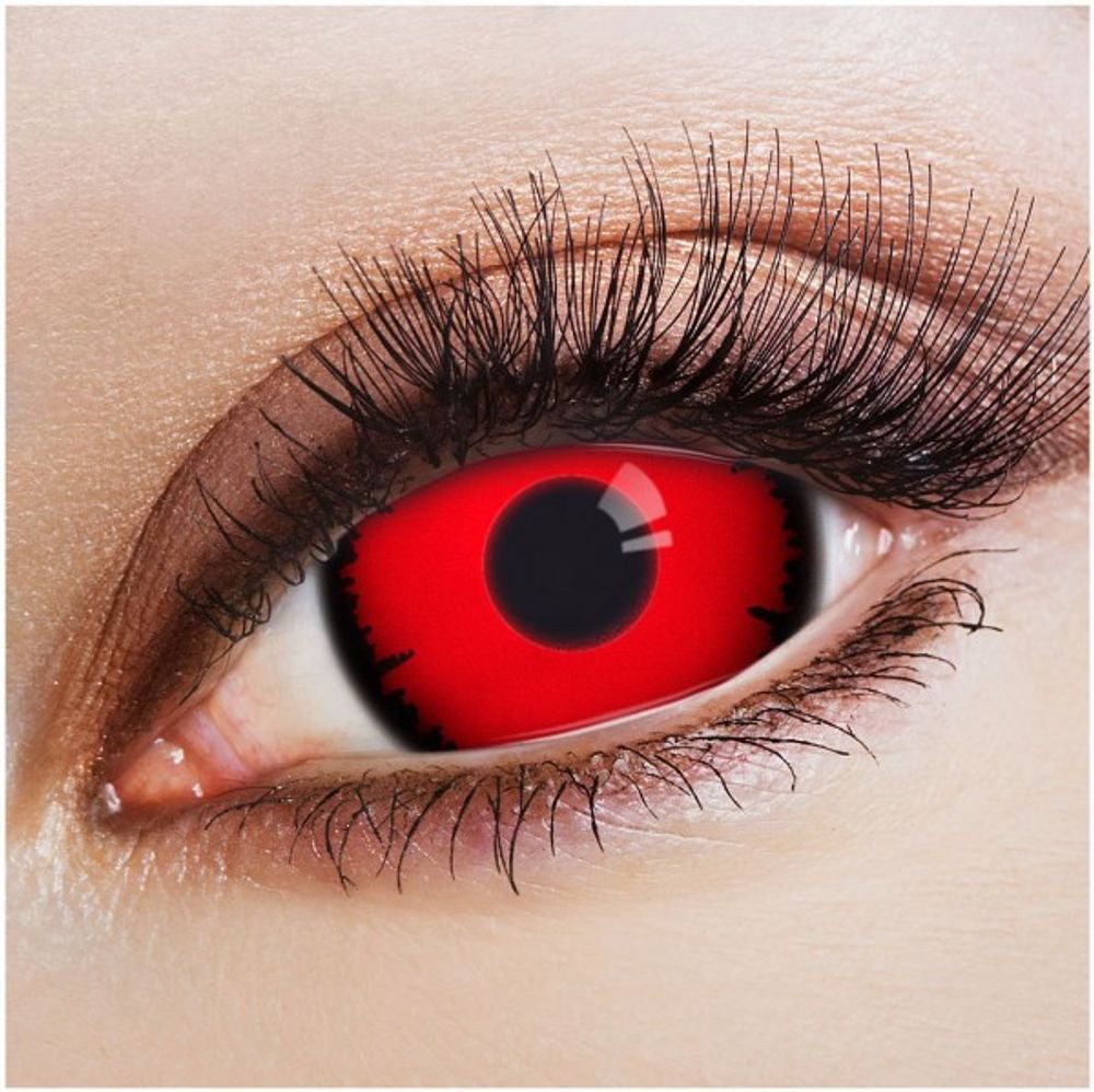 aricona Farblinsen Mini Sclera Rot Farbige Kontaktlinsen Halloween Karneval Kostüm Zombie, ohne Stärke, 2 Stück