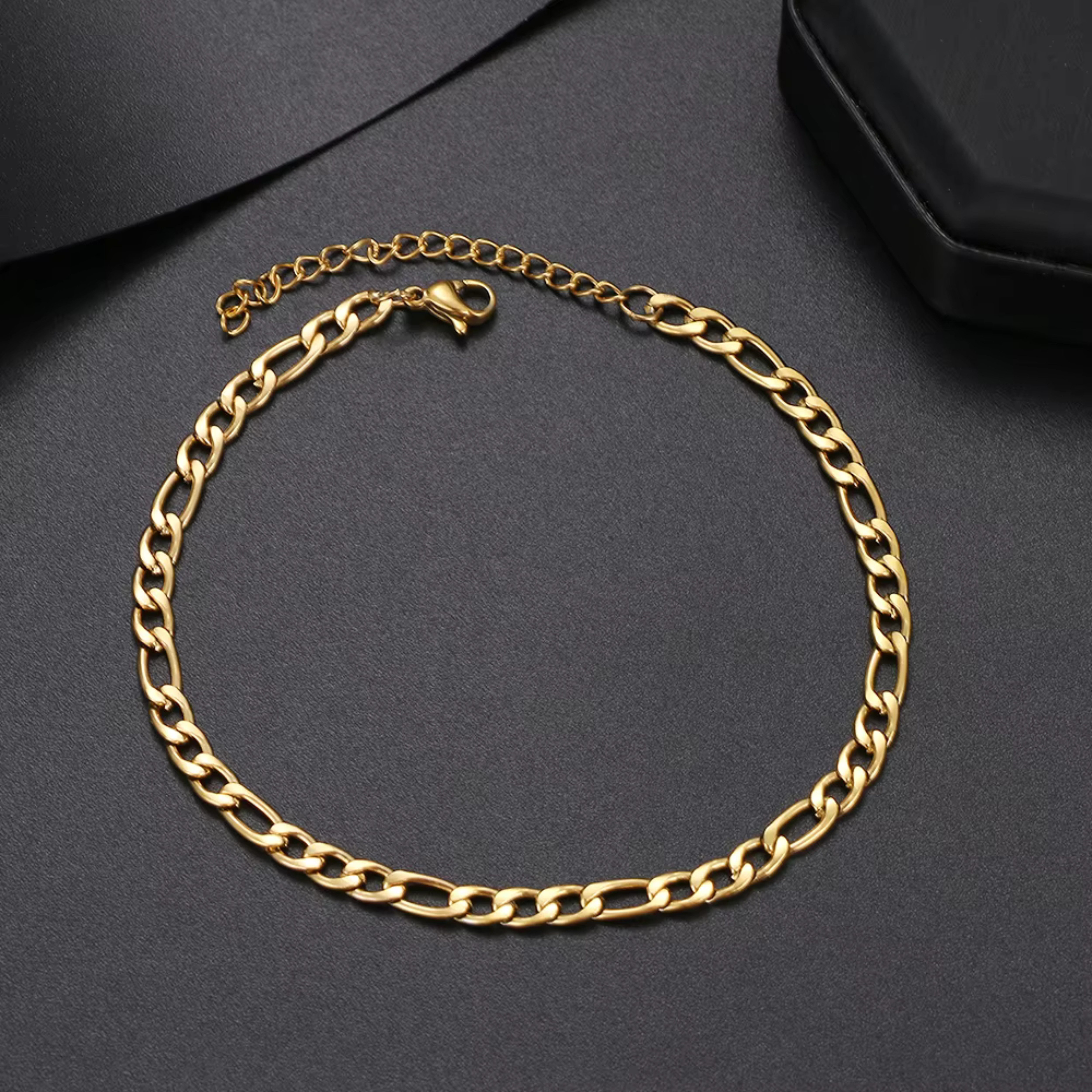 Felino Fußkette Damen Fußkette Fusskette Gliederkette Fußkettchen Gold Silber (1-tlg), Längenverstellbar (17 - 23 cm)