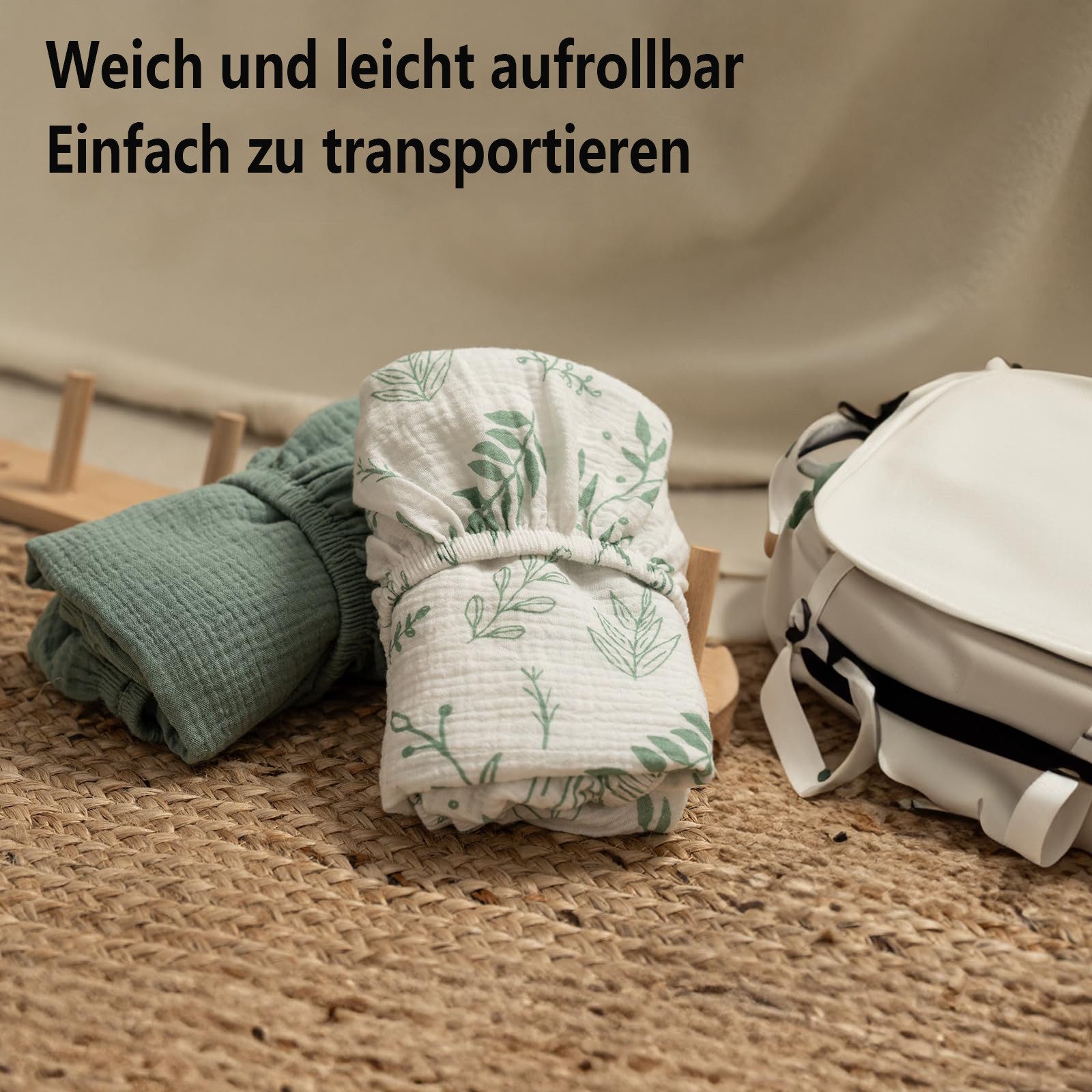 FOUORTUNATE-BEE Spannbettlaken 2er-Pack Spannbettlaken, (2 Stück), Geeignet für Kinderwagen, Stubenwagen & Kinderbett – Bild 5 von 5