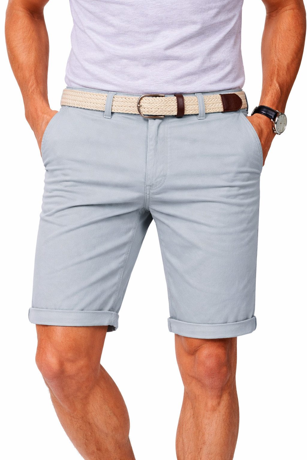 geographical norway Bermudas Chino Shorts kurze Hose Bermuda Knielang Stoff bequem mit Gürtel short