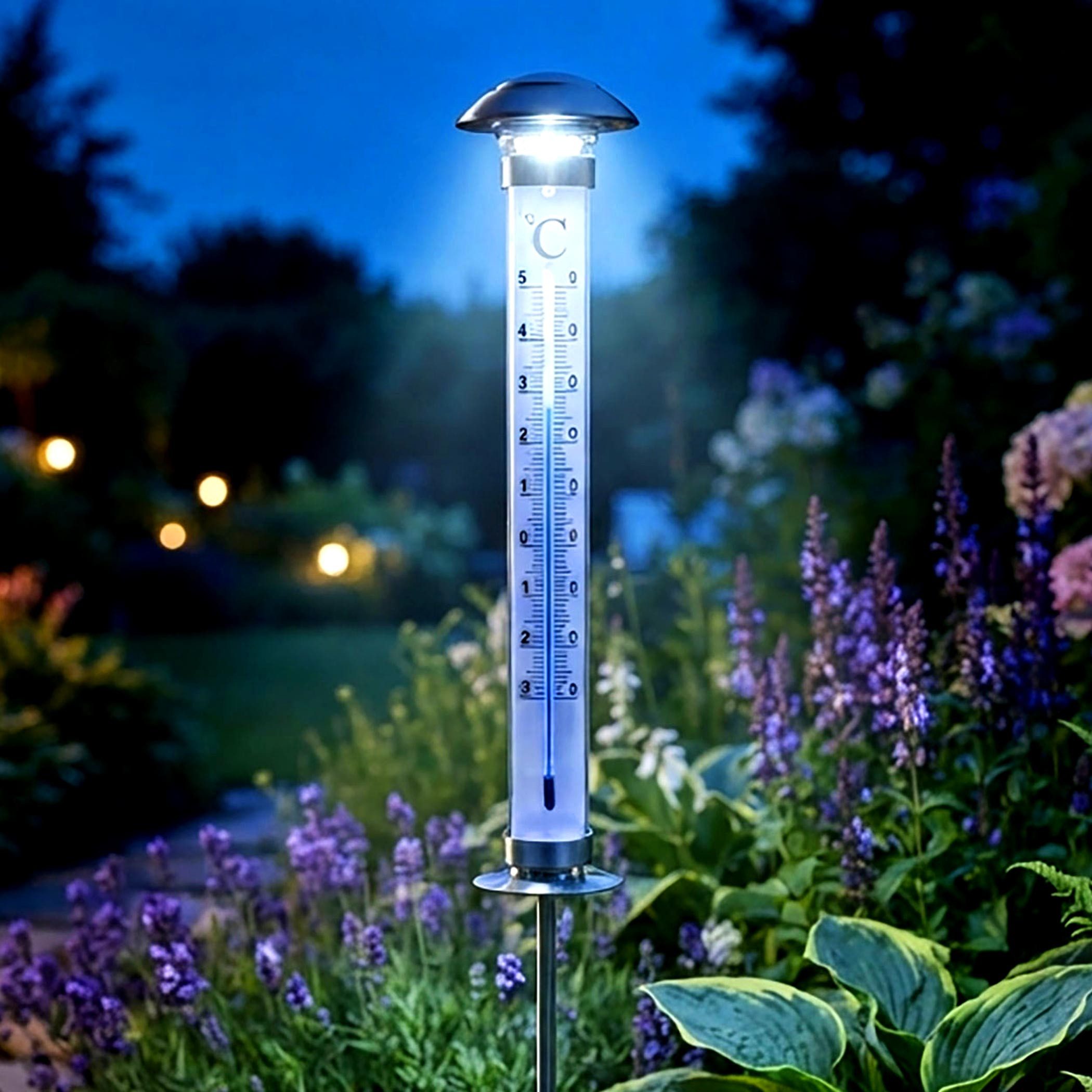Spetebo Gartenthermometer XXL Solar Außenthermometer - 112 cm, Stück 1-tlg., Solar Thermometer, Solar betrieben