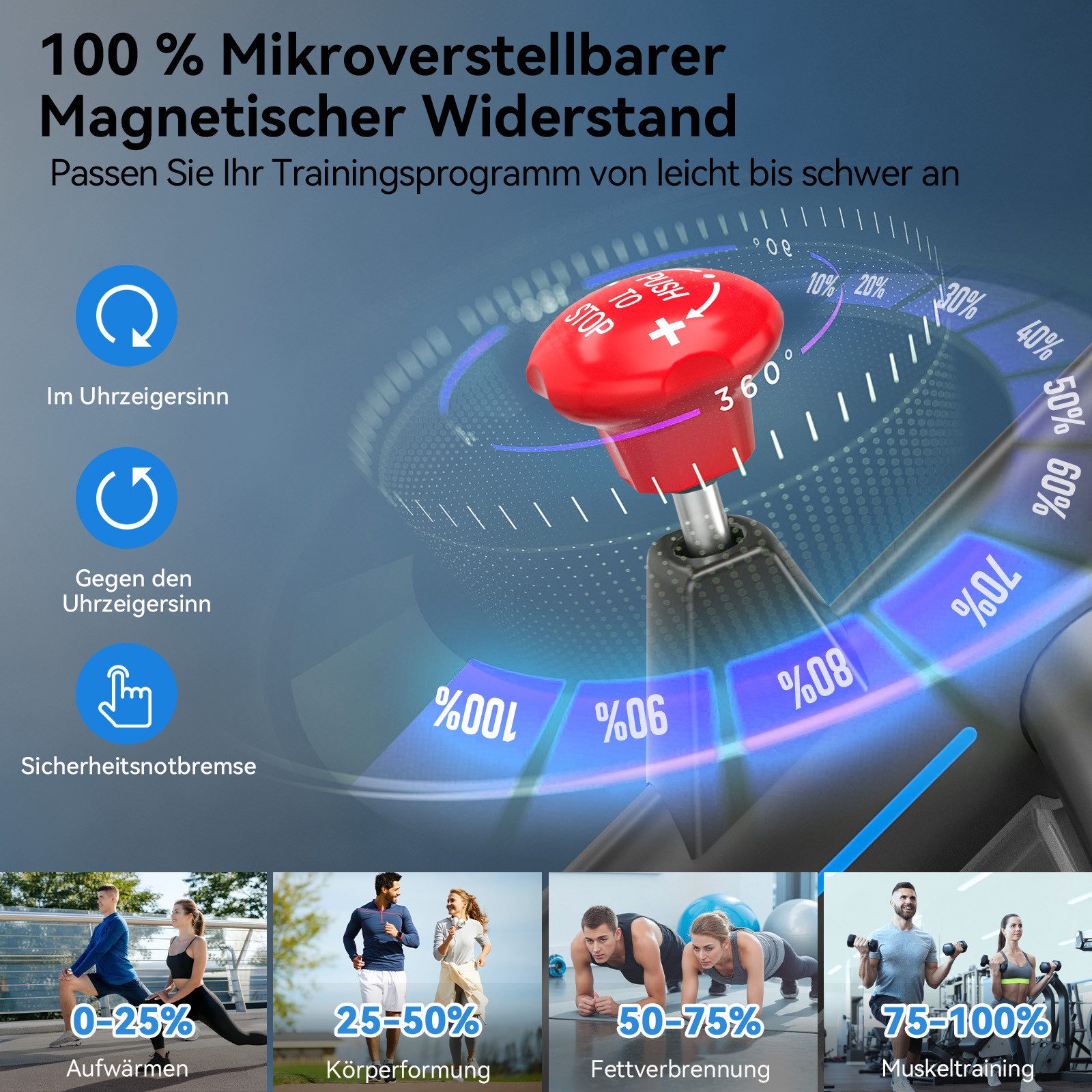 Wenoker Heimtrainer Fahrrad mit App – Leises Hometrainer mit Magnetwiderstand (1-tlg), Indoor Fitnessbike für Kardio-Training zu Hause