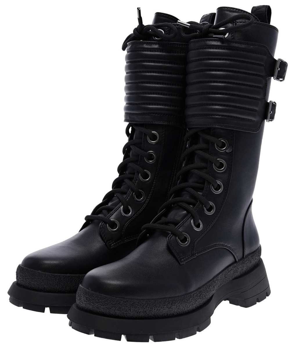 Buffalo SLOANE Schwarz Schnürstiefel Veganer Damen Schnürstiefel