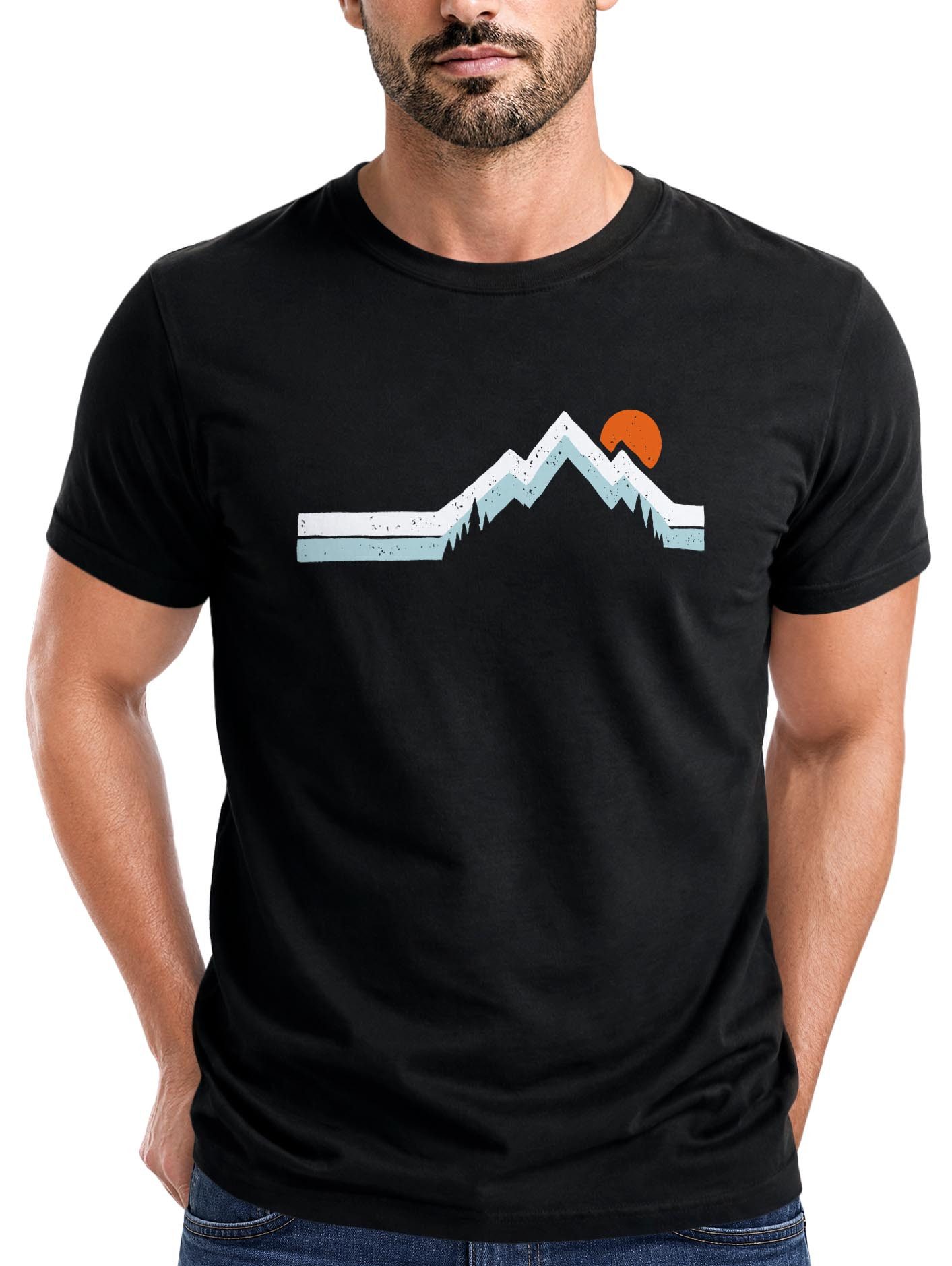 Print-Shirt Herren T-Shirt Berg Wandern Natur Outdoor Printshirt mit Aufdruck
