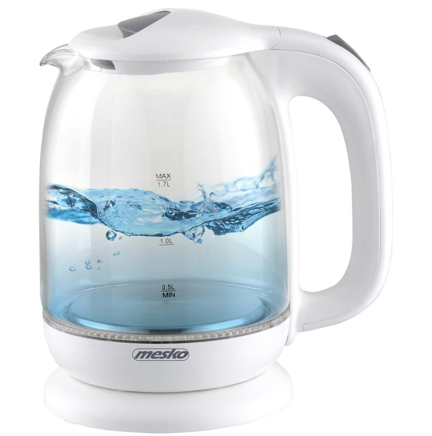 Mesko Wasserkocher MS 1302 Elektrischer Glas-Wasserkocher 1,7 L 2200 W, LED-Beleuchtung, 1,7 l