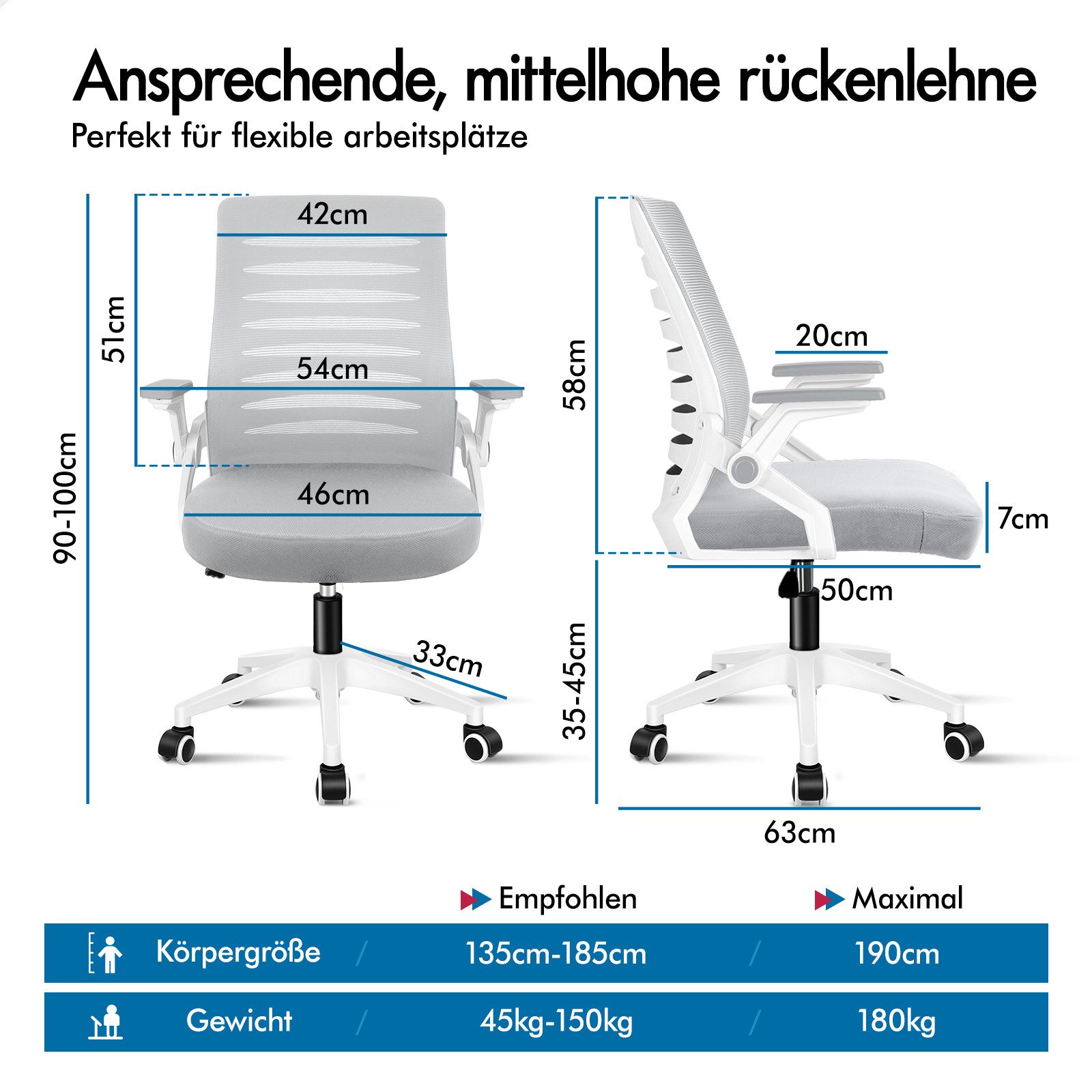 ALFORDSON Bürostuhl Lendenwirbelstütze, atmungsaktives Netz und günstig online kaufen