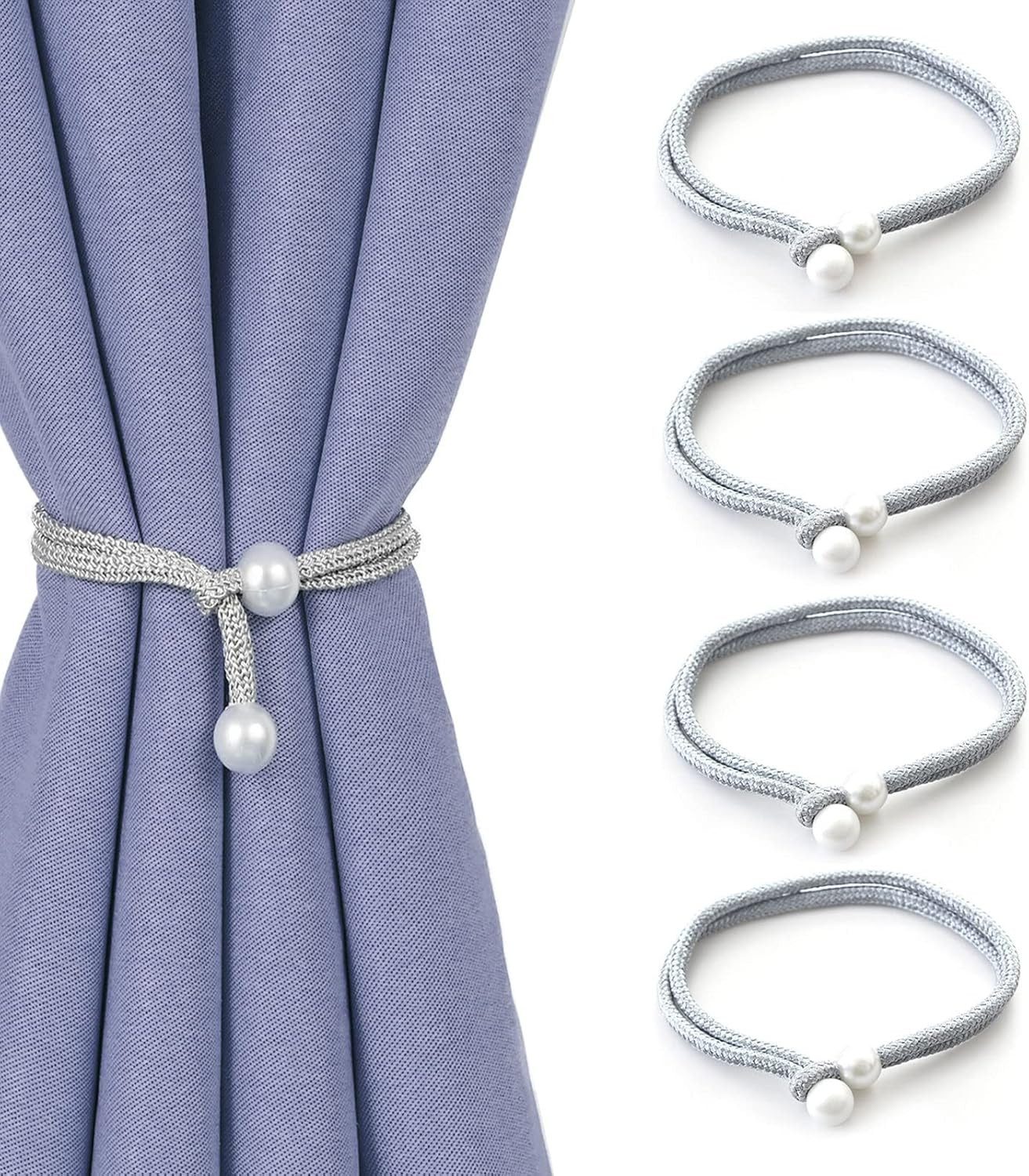 BYSURE Raffhalter, (4-tlg), Gardinenhalter,weißen Kunstperlen Vorhang günstig online kaufen