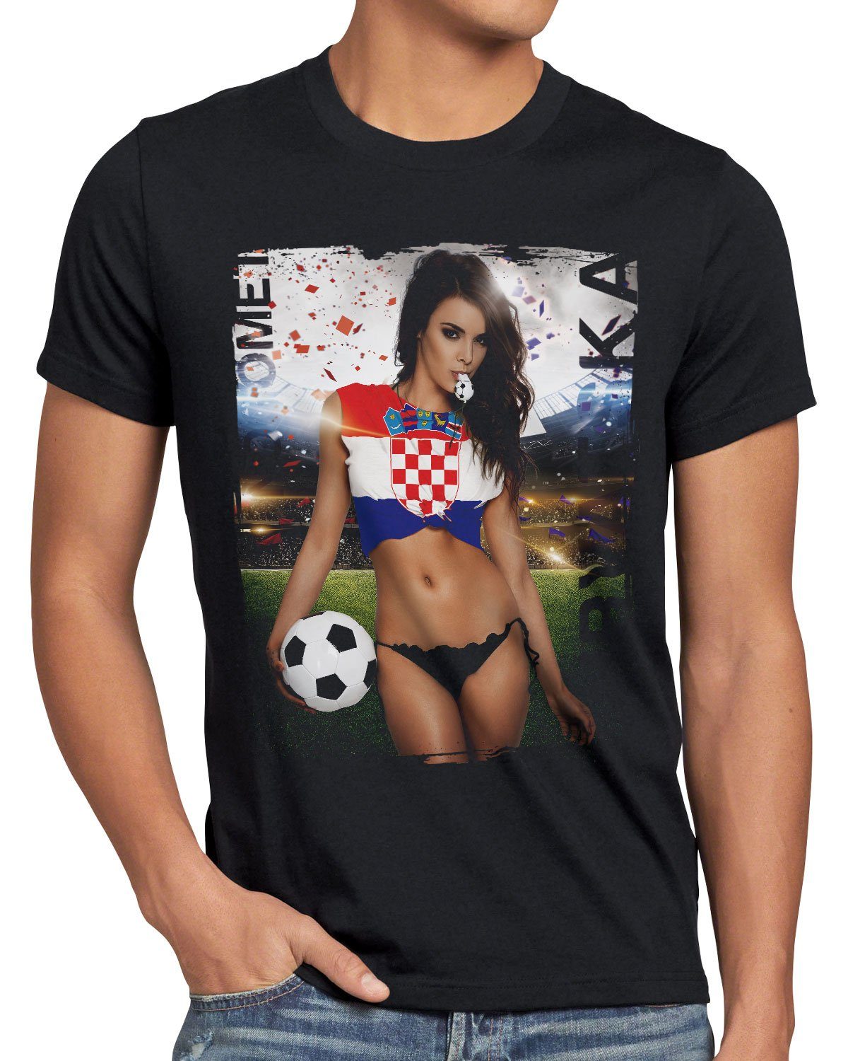 style3 Print-Shirt Herren T-Shirt Trikot 2022 EM Soccer Schwarz Germany Girl Deutschland Fußball