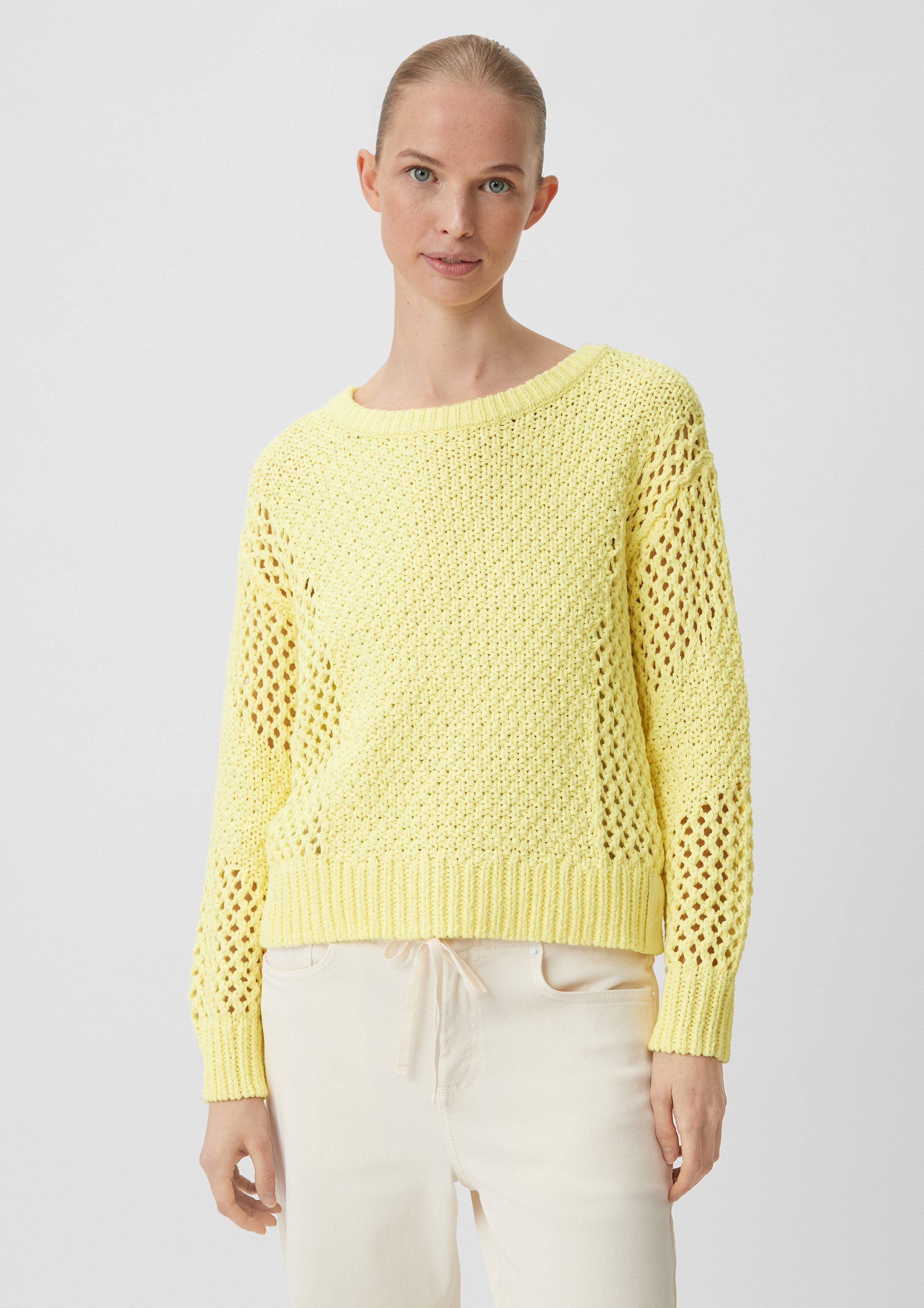 comma Longpullover Strickpullover Strickpullover mit Label-Patch