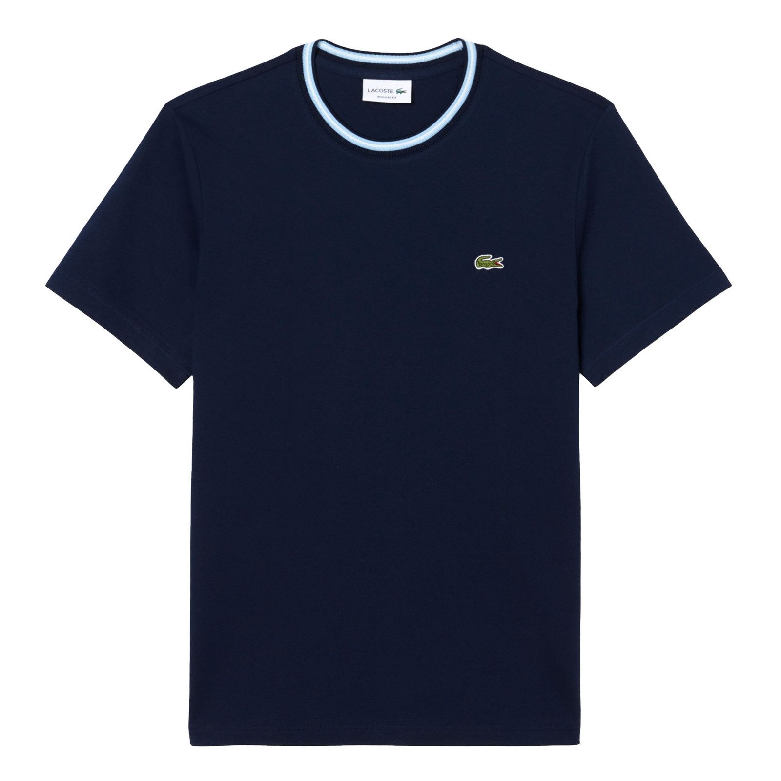 Lacoste Kurzarmshirt T-Shirt mit Logostreifen mit Krokodil-Patch auf der linken Brust