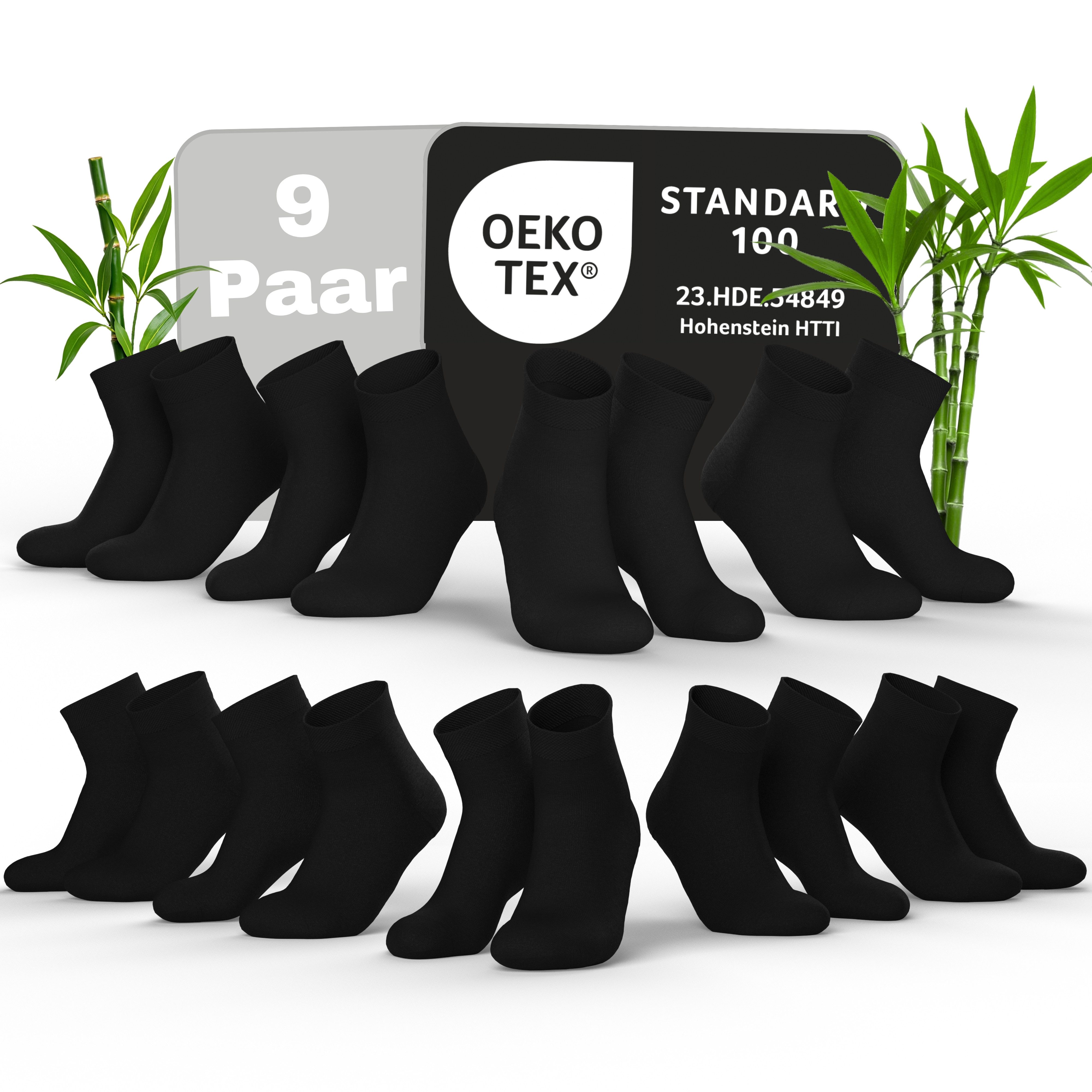 MEDOLY Komfortsocken Bambus Quarter-Socken gegen Schweißfüße, mit 72% Viskose (9 Paar) aus Bambus-Zellstoff