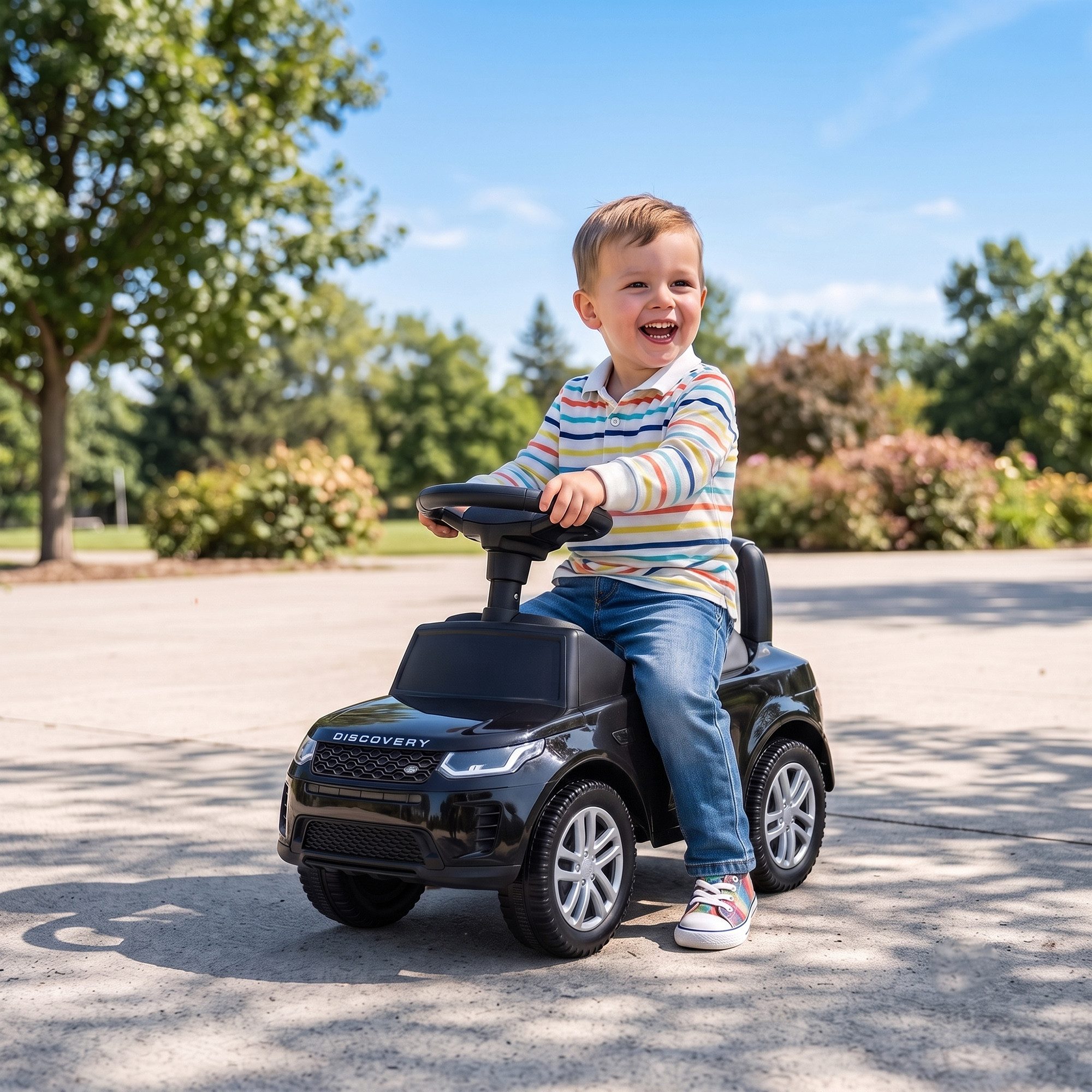 AIYAPLAY Rutscher LAND ROVER DISCOVERY Kinderfahrzeug, (Set, 1-tlg., 1-tlg), für Kinder von 18-36 Monaten, Schwarz – Bild 2 von 5