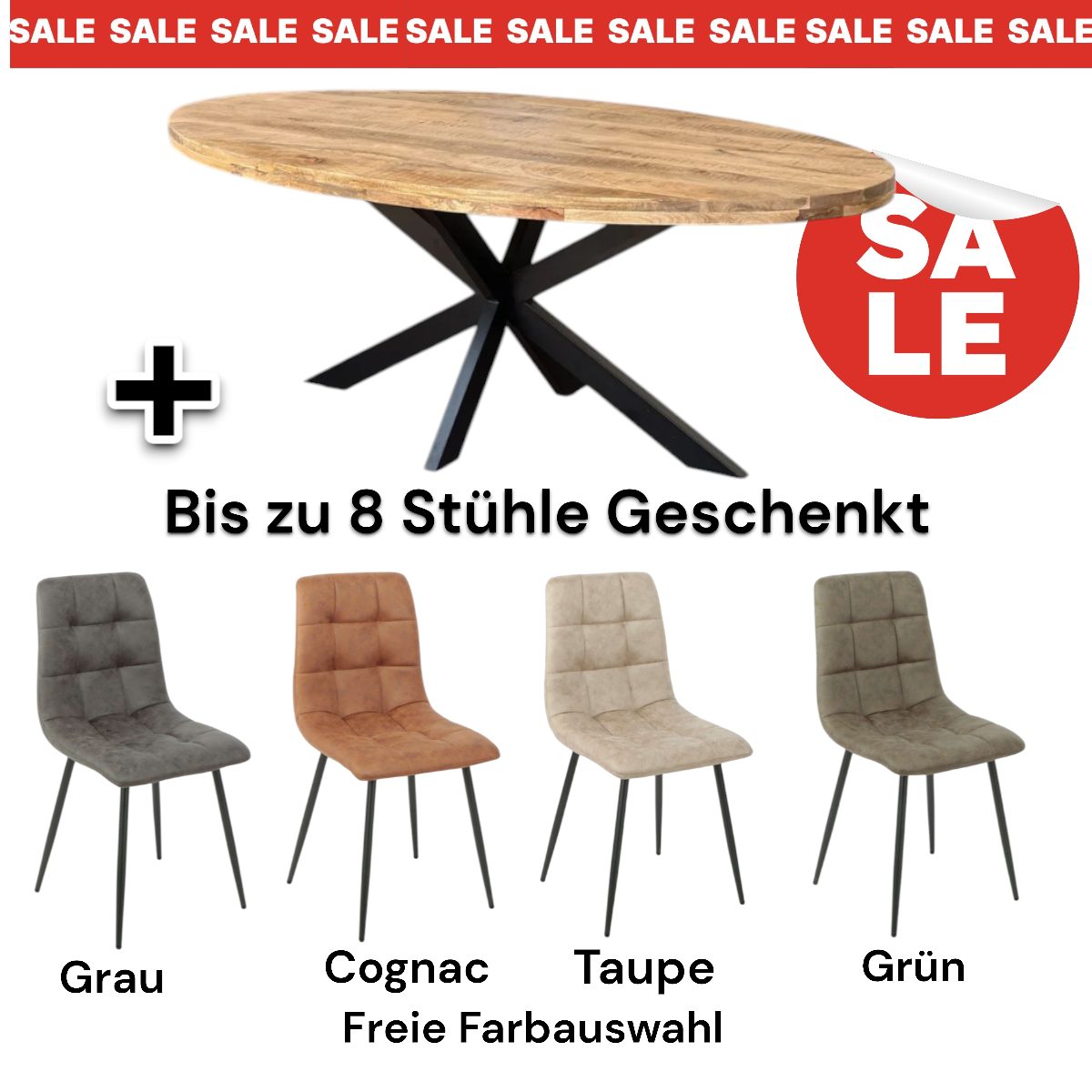 BENEDO MÖBEL Esstisch Oval Mango Esstisch günstig online kaufen