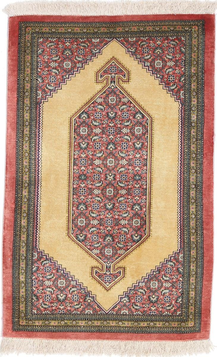 Seide Ghom / Seidenteppich Orientteppich Nain Handgeknüpfter 3 59x89 mm Trading, Höhe: Perserteppich, rechteckig,