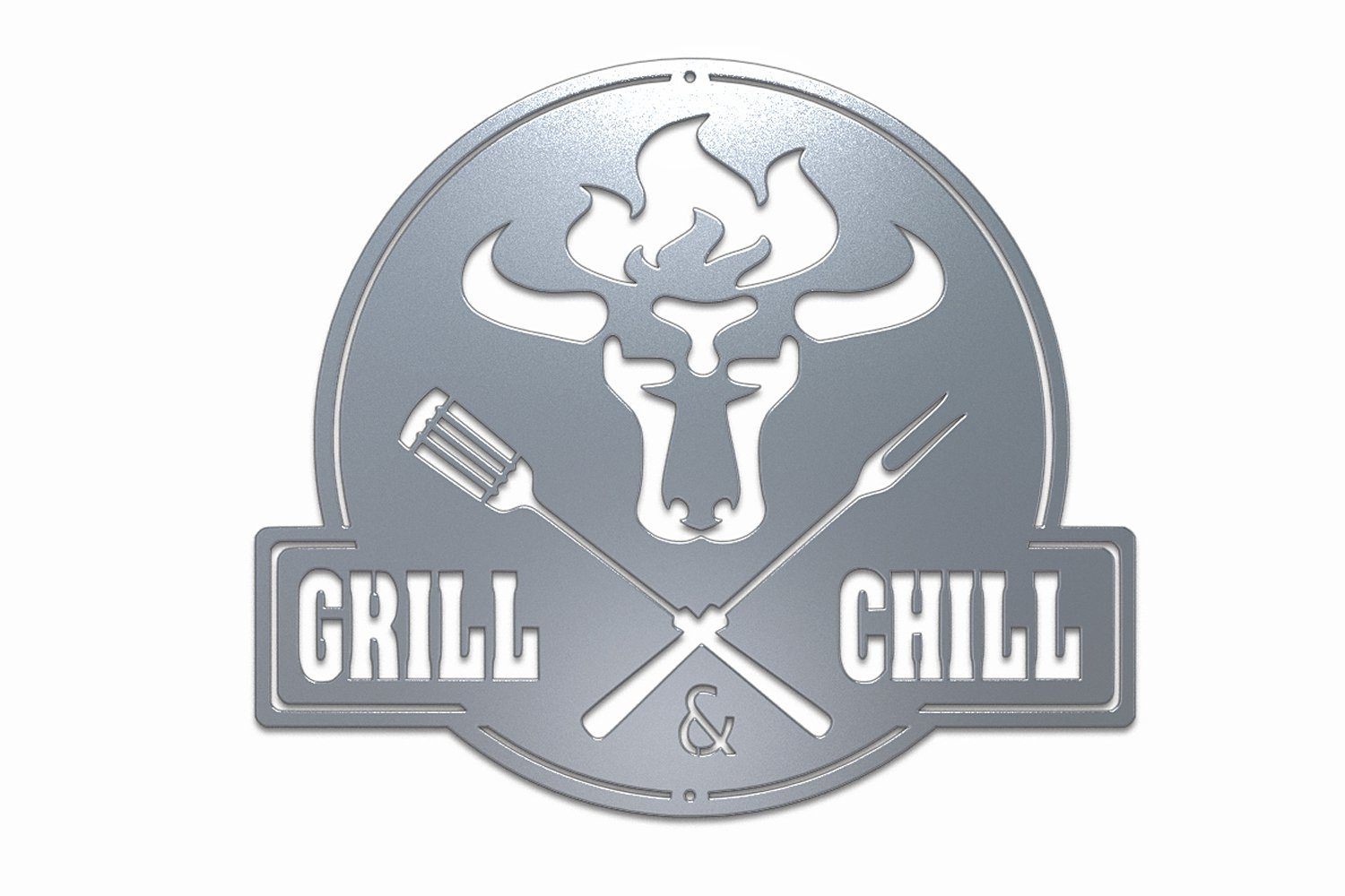 Chill Stier Edelrost Grill Grill Gartenschild CG02 Schild teileplus24 Wanddekoobjekt Metallschild BBQ & BBQ