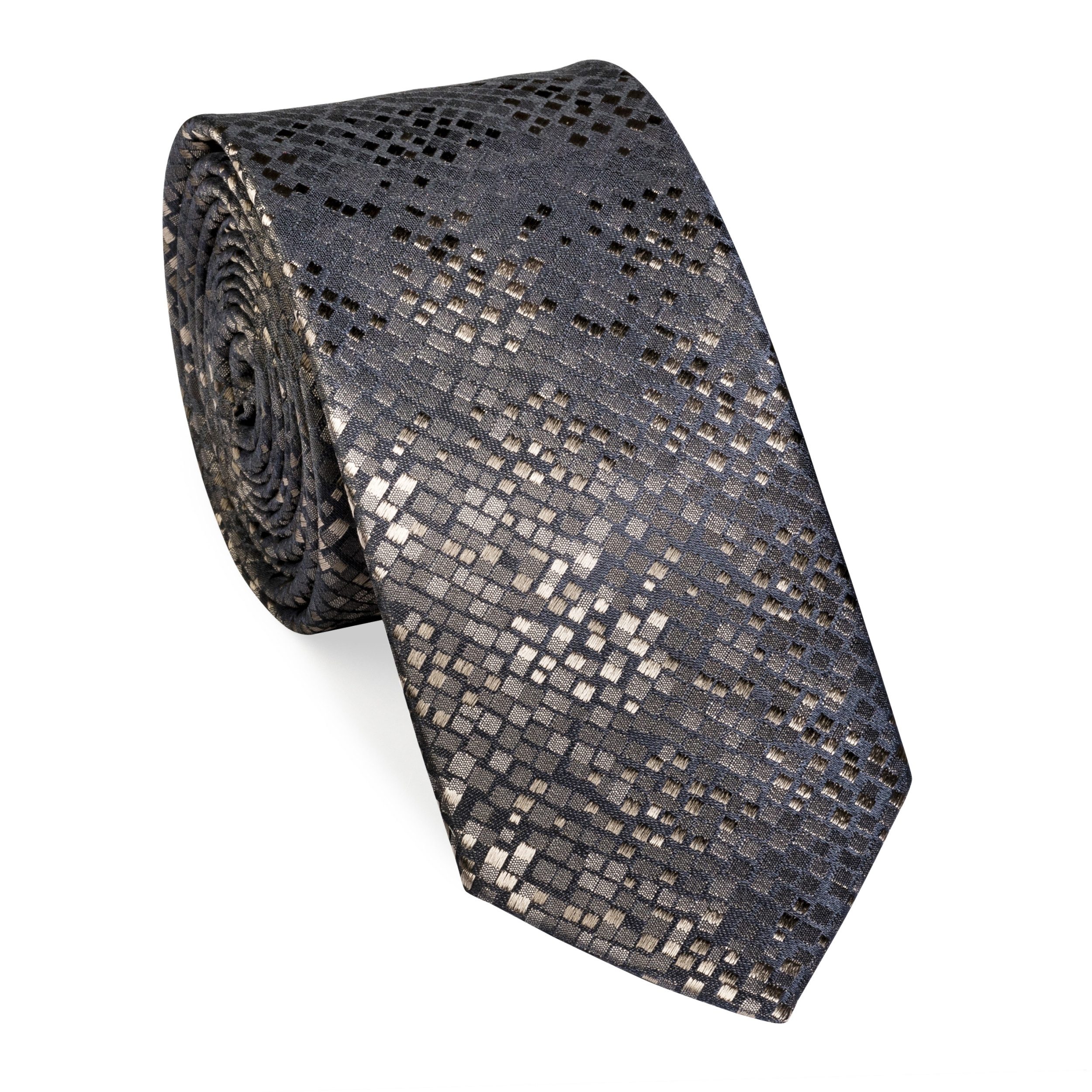 UNA Krawatte Kraw. Seide Piombo 6,0 cm