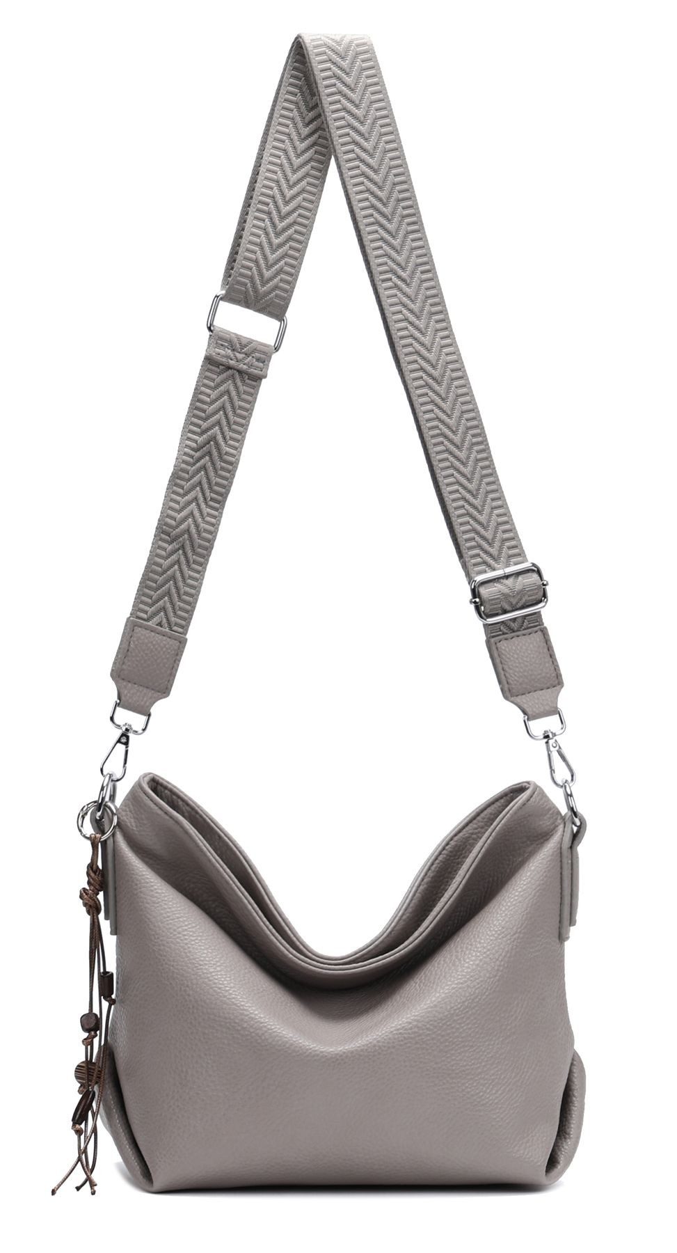 ITALYSHOP24 Schultertasche Damen Tasche Shopper CrossBody Brusttasche Umhängetasche Hobo Bag, Henkeltasche, 3 Fächer, vielseitig, praktisch, stylisch und geräumig