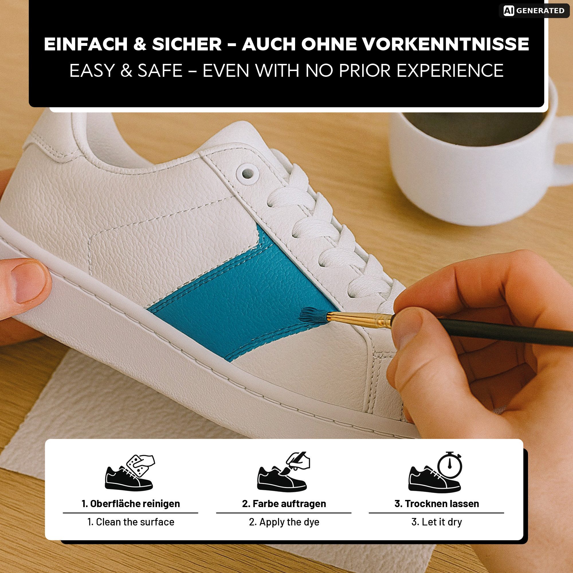 LM-Kreativ Bastelfarbe Lederfarben-Set zum Färben & Auffrischen von Leder & Kunstleder, Farbset für Leder & Kunstleder, deckend, flexibel, mischbar – Bild 5 von 5