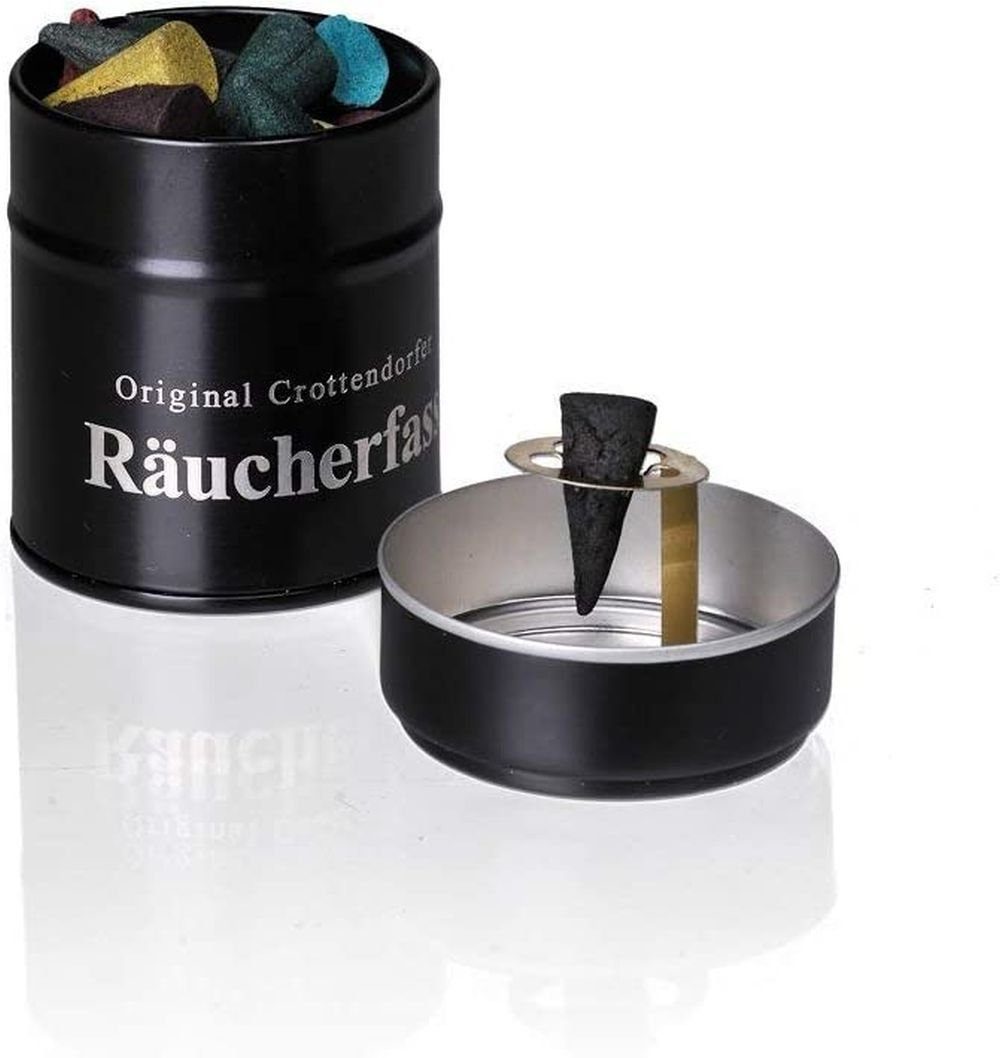 Crottendorfer Duftkerze Räucherfass mit 20 Räucherkerzen - Tannenduft
