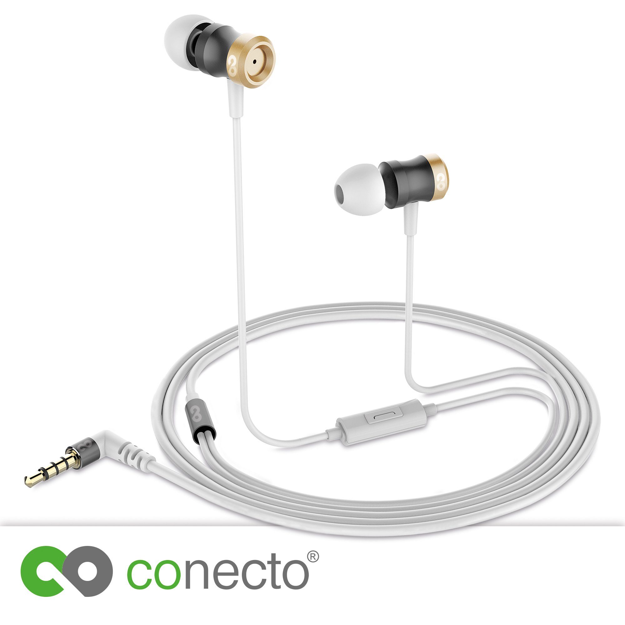 conecto conecto In-Ear Headset) Ohrpassstücken gold mit Ohrhörer, Kopfhörer Earphones In-Ear-Kopfhörer (In-Ear (optional: / 3