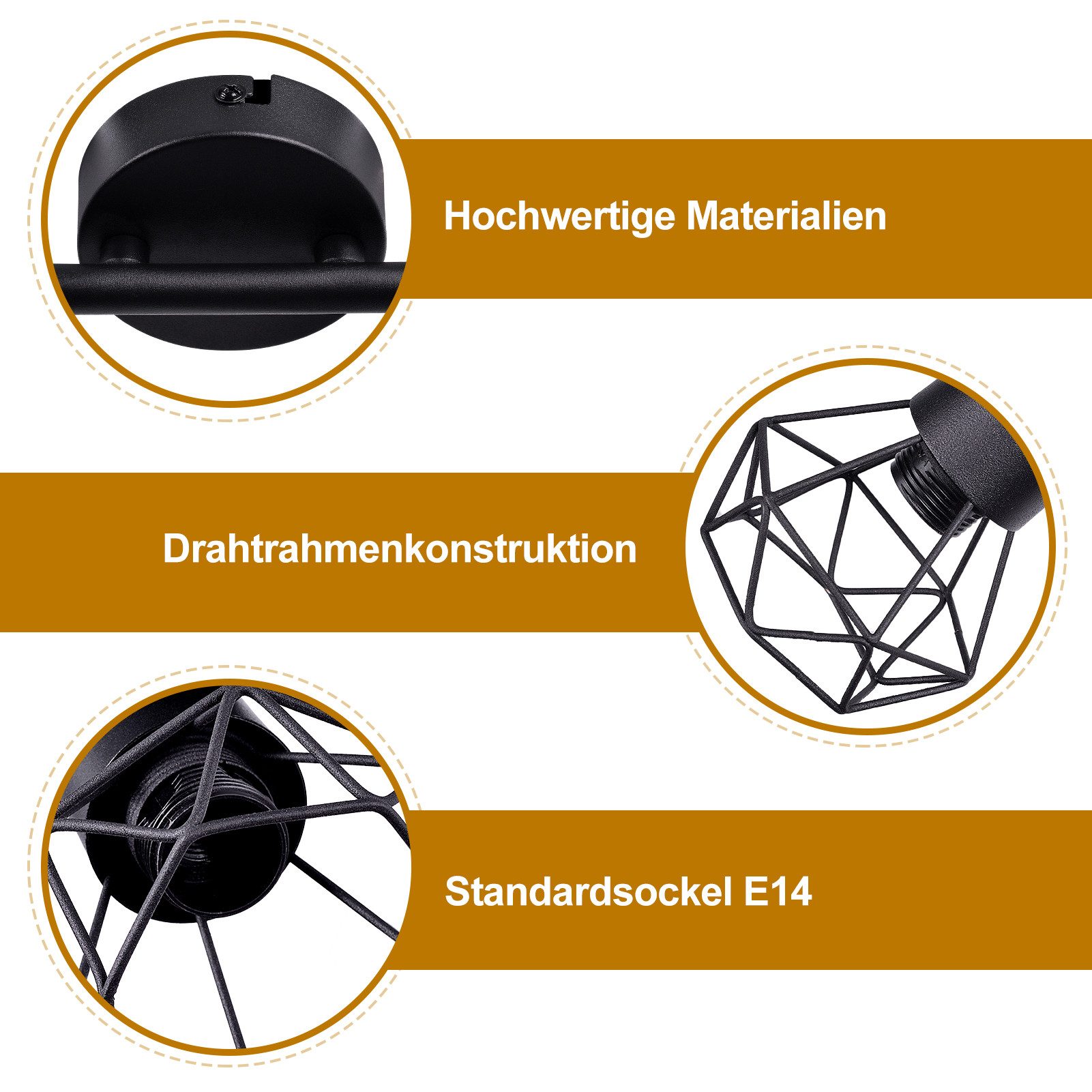 STANBOW Deckenstrahler Deckenleuchte Schwarz 1-4 Flammig -Deckenspots Schwenkbar 90°/350°, ohne Leuchtmittel, Tageslichtweiß, Warmweß, E14 ohne Leuchtmittel für Wohnzimmer Schlafzimmer Café