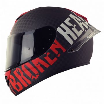 Broken Head Motorradhelm Broken Head Integralhelm BeProud Race Pro Carbon Rot Mit Rot Verspiegelten & Schwarzem Visier (Mit klarem, schwarzem und rot verspiegeltem Visier, Mit klarem, schwarzem und rot verspiegeltem Visier), Mit Spoiler