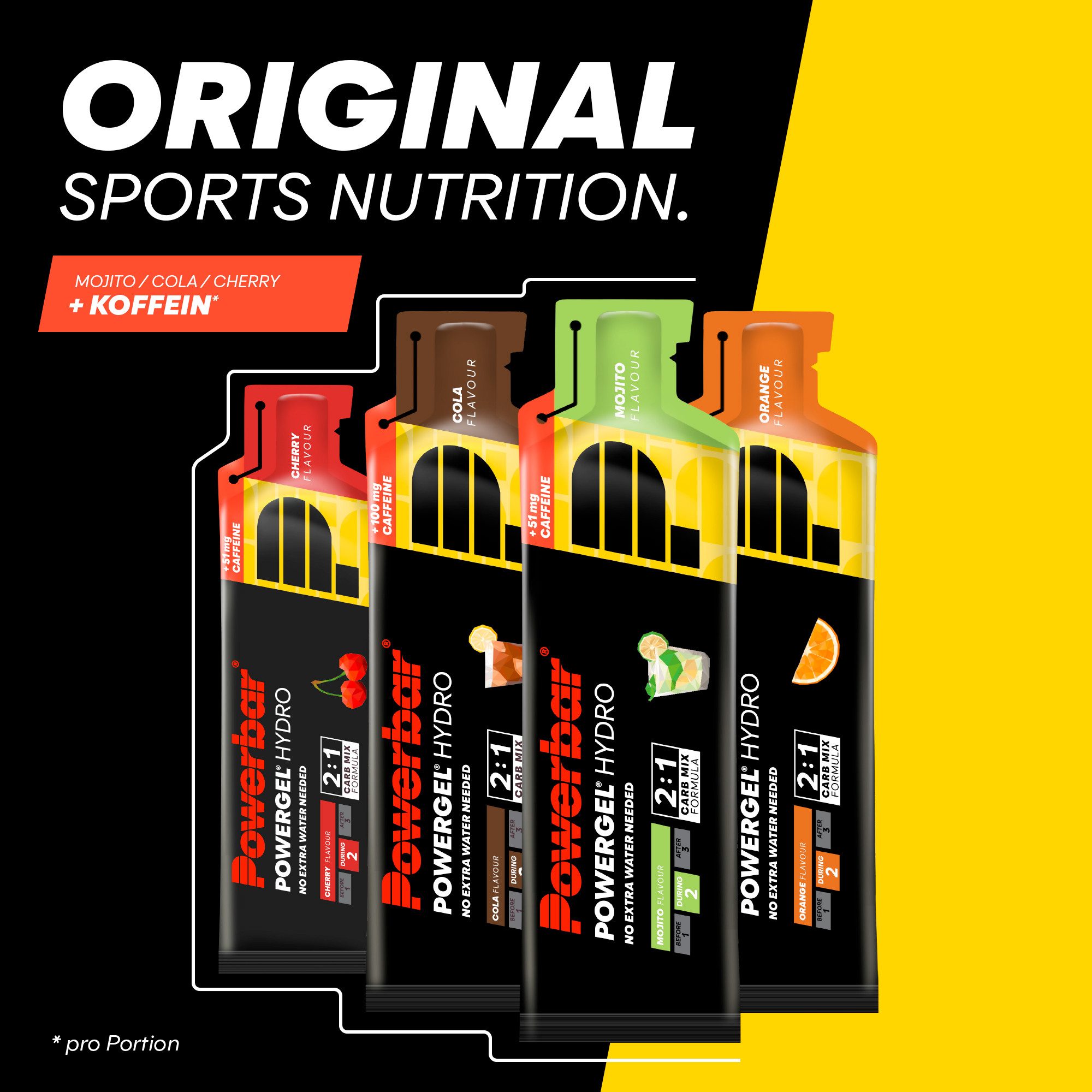 PowerBar PowerGel Hydro Cherry High Carb Energie Gel Natrium Koffein 24 x 67 ml Gel, Packung à 24 St., 1.608 ml