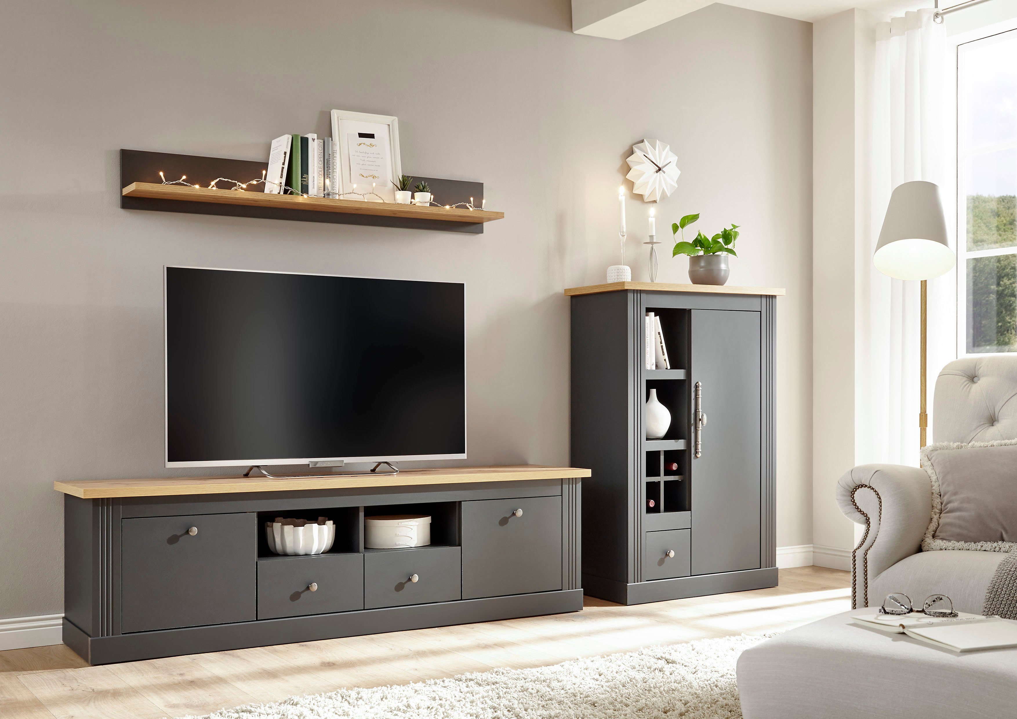 Home affaire Wohnwand Westminster BESTSELLER!, (Set, 3-St., Lowboard, Kommo günstig online kaufen