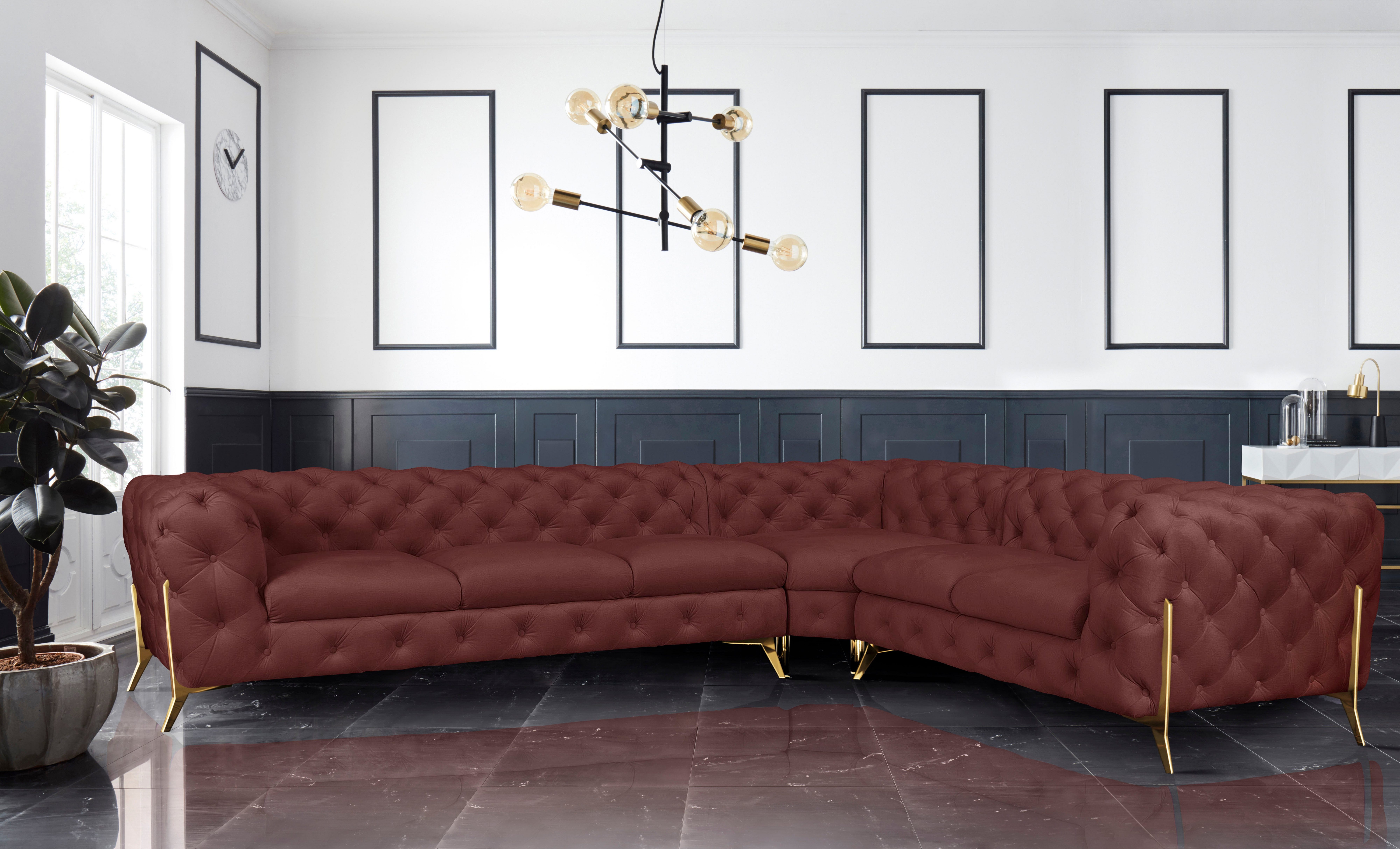 Leonique Chesterfield-Sofa Amaury L-Form, großes Ecksofa, günstig online kaufen