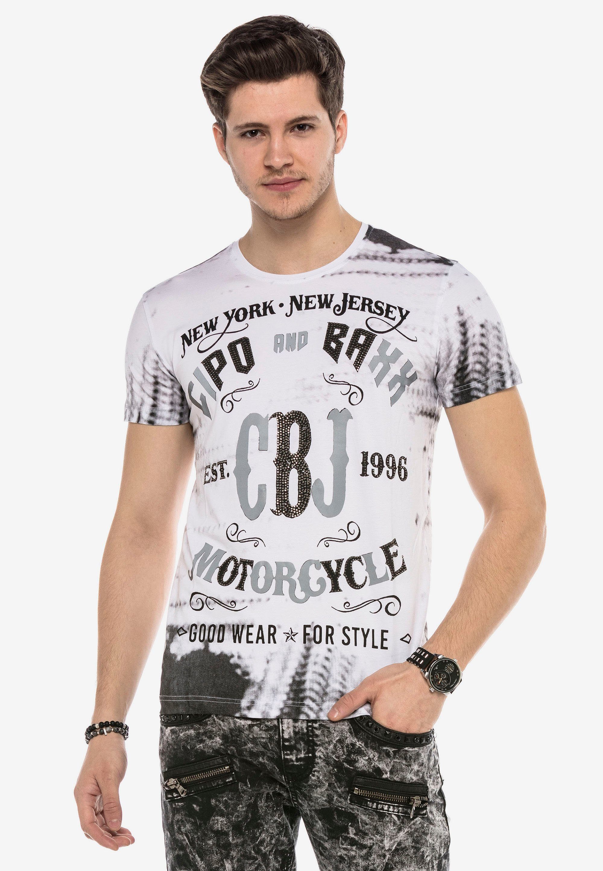 Cipo & Baxx Biker-Print grafischem mit T-Shirt