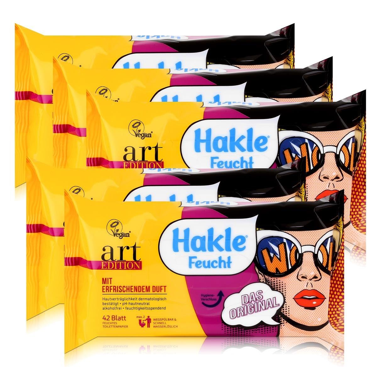 feuchtes Toilettenpapier Hakle Feucht art Edition 42 Blatt - Feuchttücher, Toilettenpapier (5er