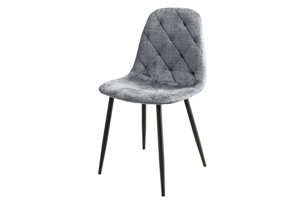 riess-ambiente Esszimmerstuhl GLAMM grau/schwarz - Chenille Cremona, Metallbeine, Rauten-Steppung (Einzelartikel, 1 St), Stilvoller Esszimmerstuhl - ideal für Küche, Büro und Wohnzimmer
