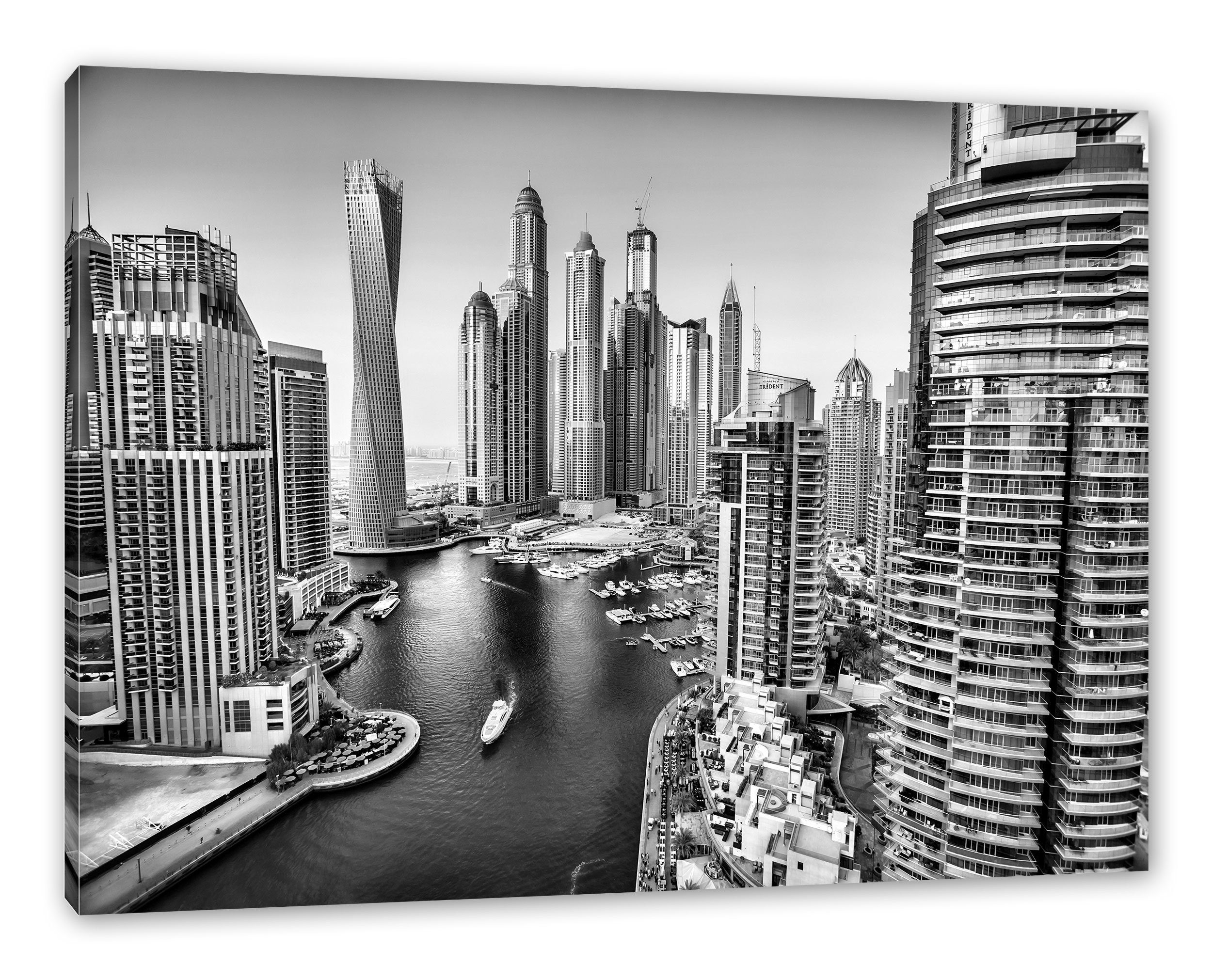 fertig Zackenaufhänger St), inkl. Metropole, (1 Pixxprint Dubai Leinwandbild Dubai Metropole bespannt, Leinwandbild