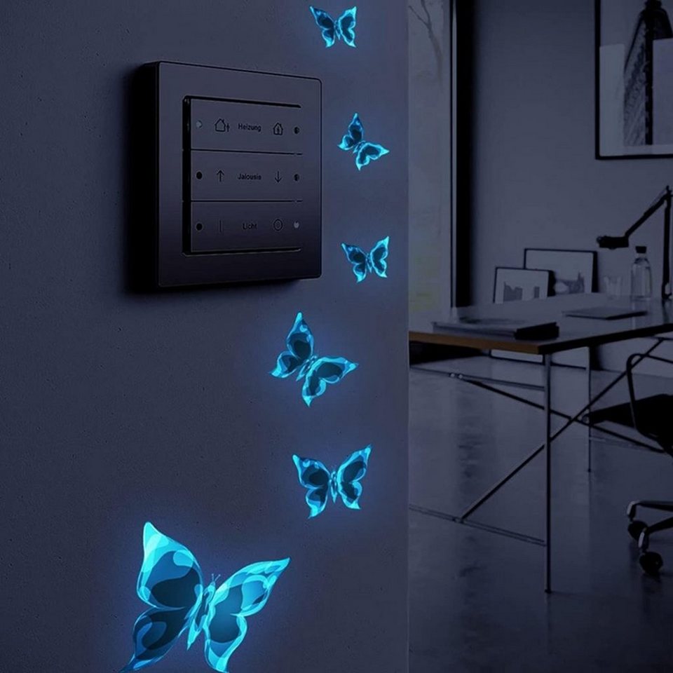 TUABUR Wandsticker Wandaufkleber, leuchtende 3D-Wandaufkleber, blauer  Schmetterling (1 St)