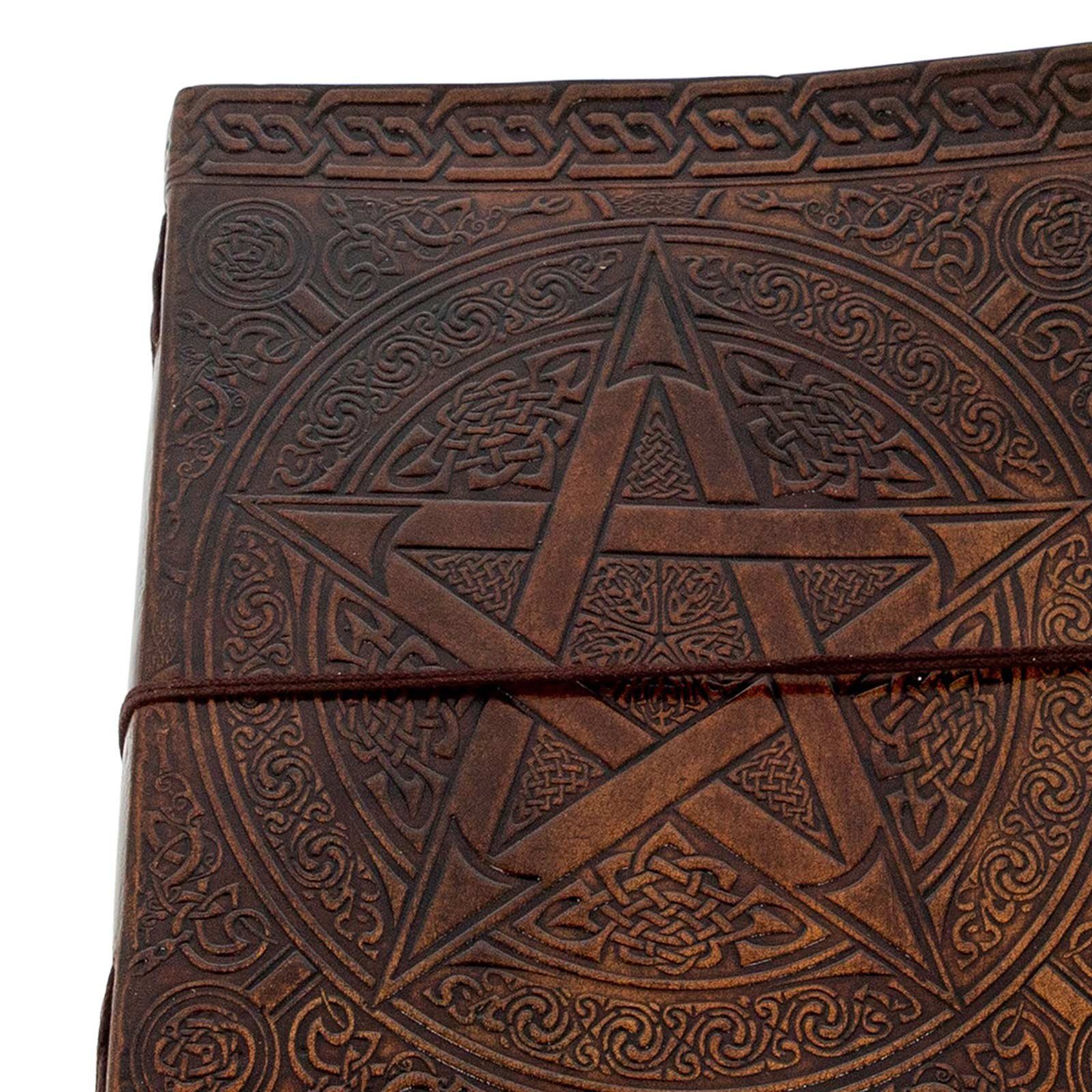 KUNST UND Leder XL Wicca MAGIE Tagebuch handgefertigt-Notizbuch Tagebuch 25x18cm Pentagramm